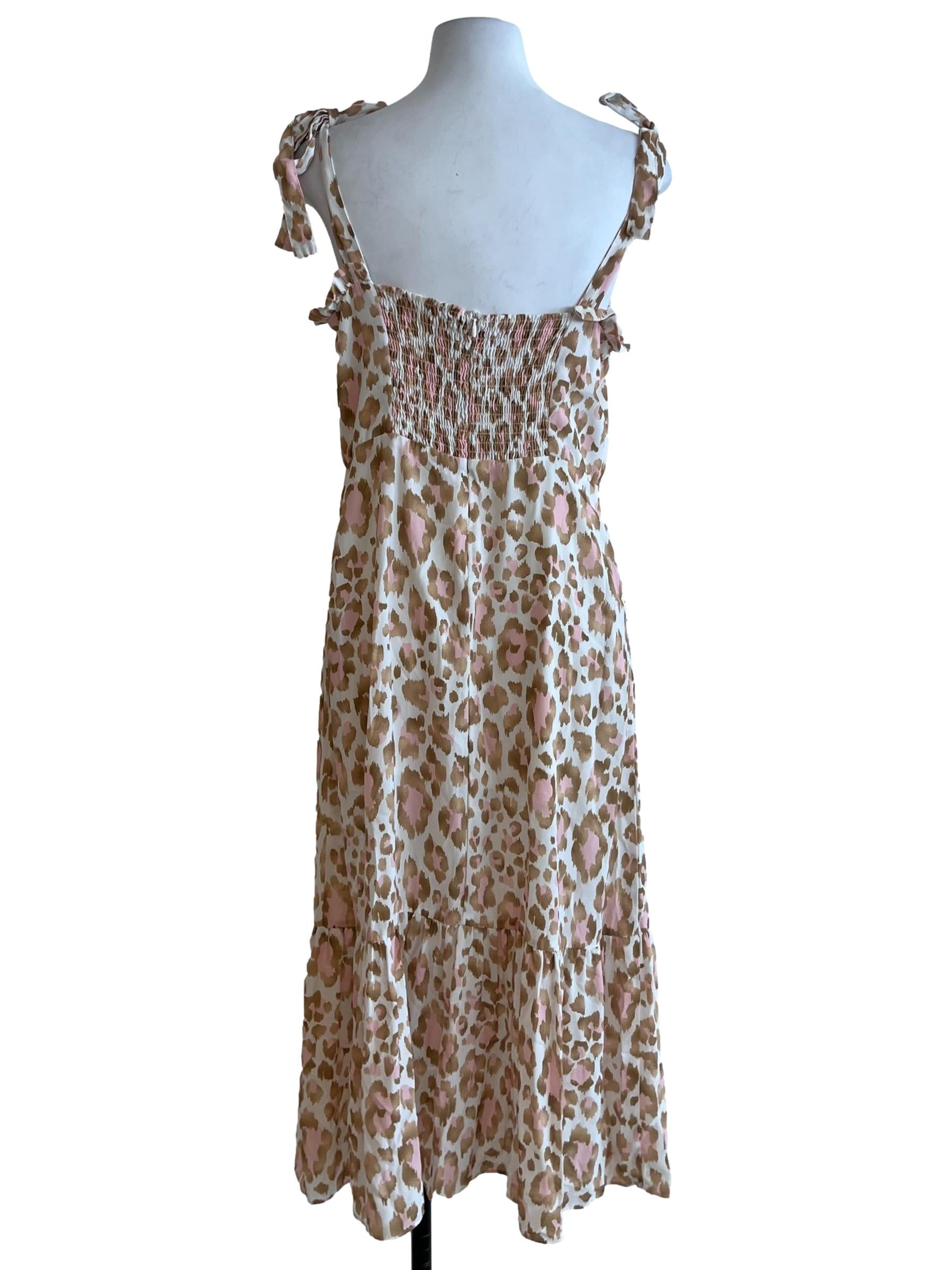 White Leopard Print A-Line Dress