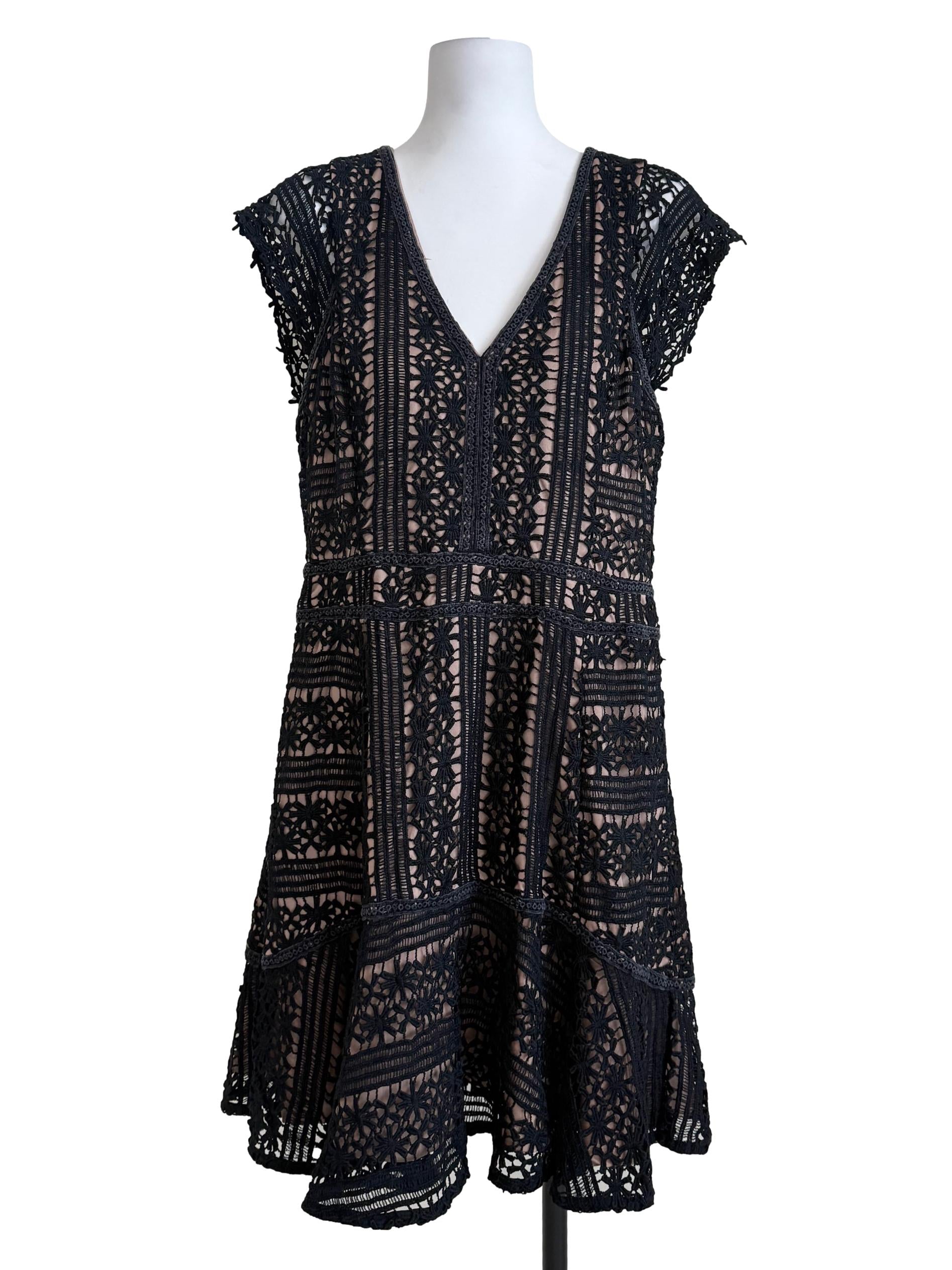 Blue Black Drop Waist Dress