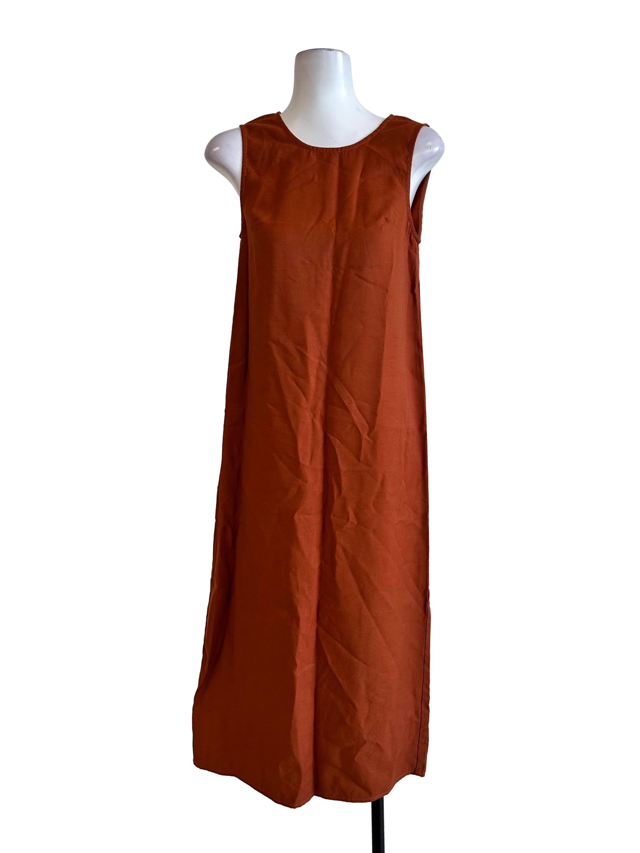 Fire Orange Sleeveless Shift Dress