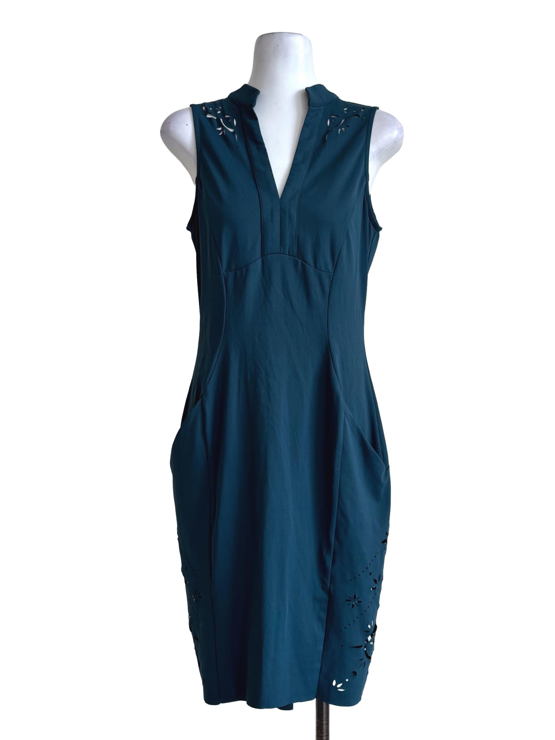 Teal Blue High Neck Bodycon Dress