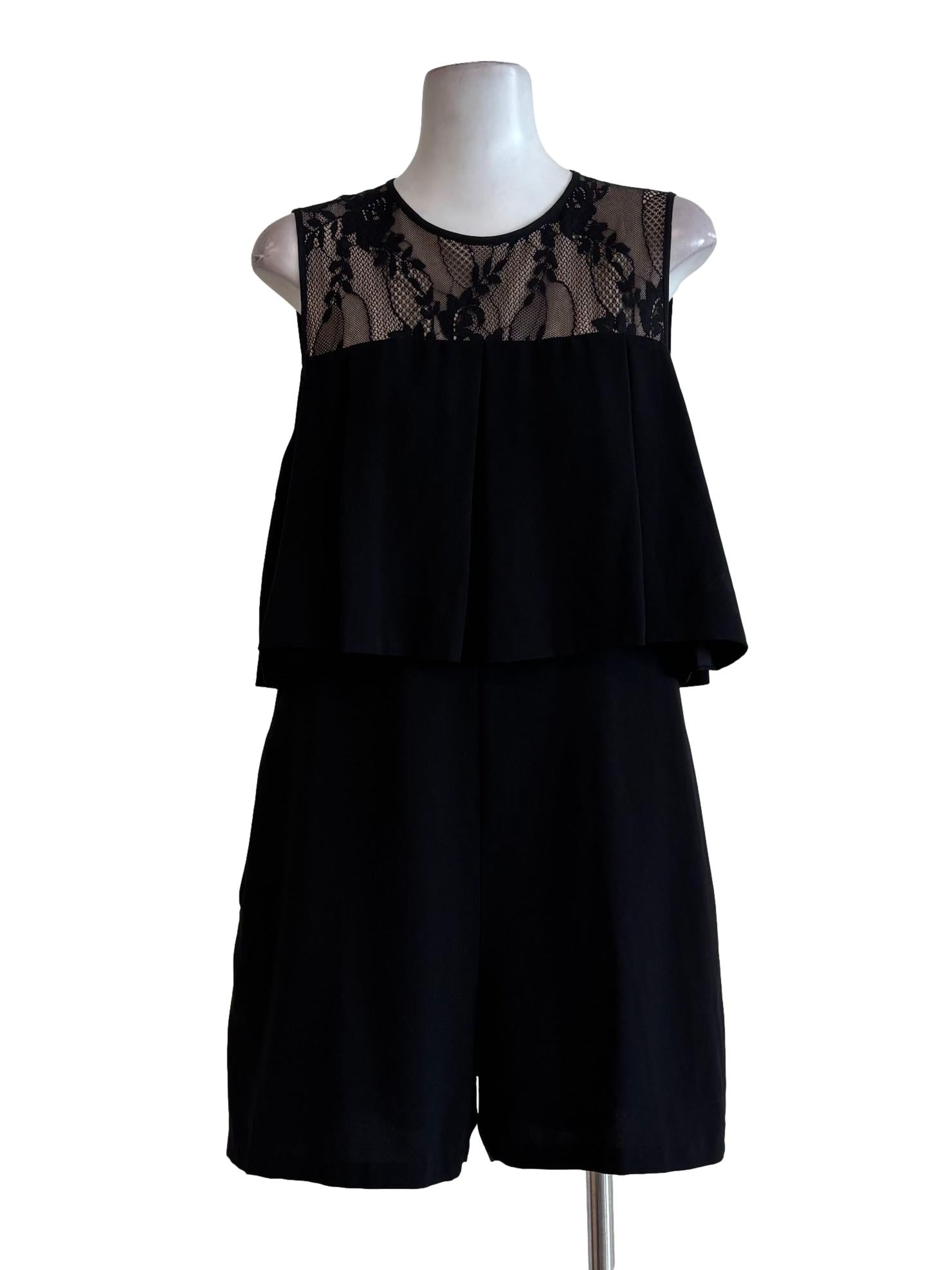 Night Black Sleeveless Rompers