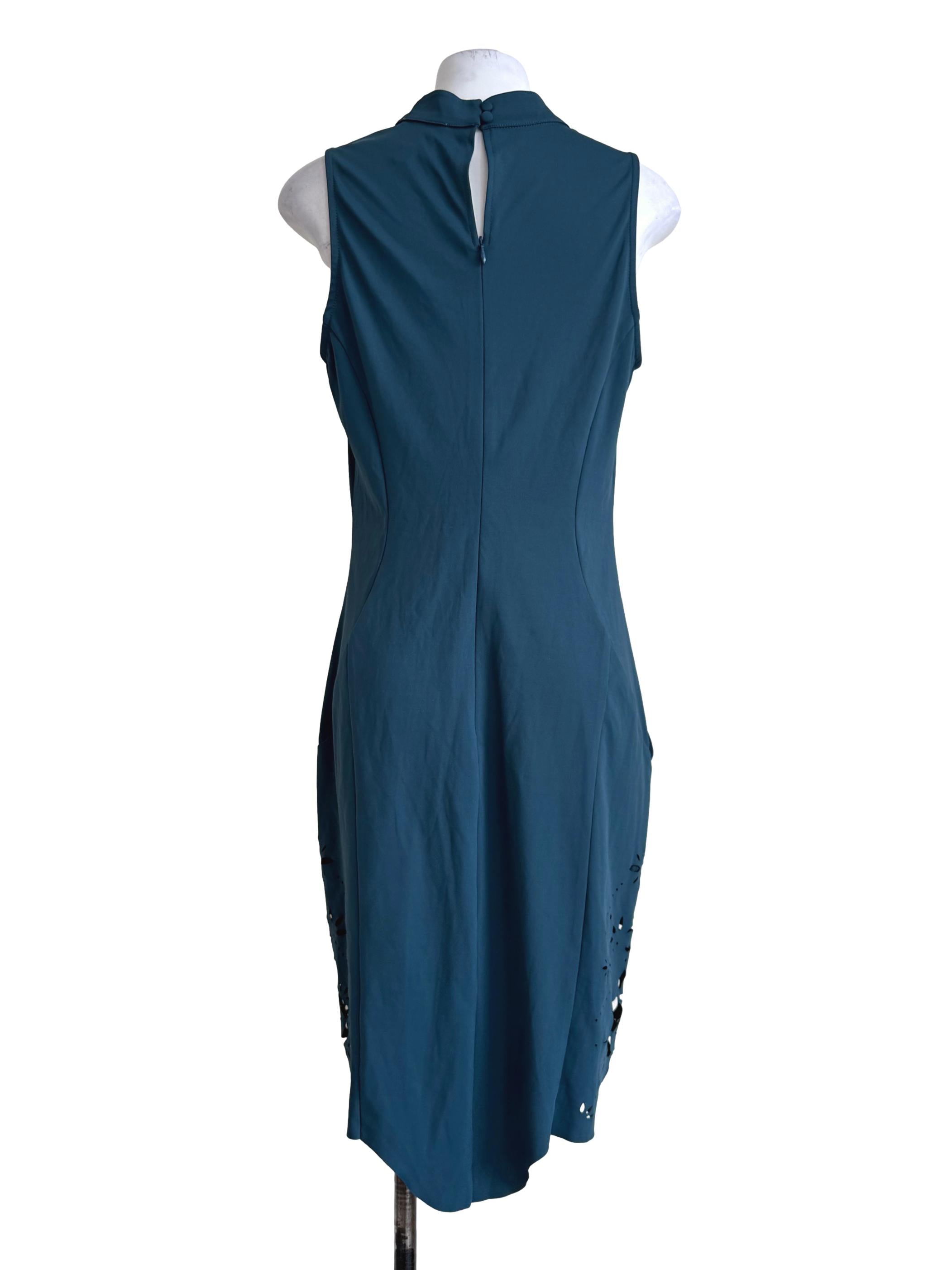 Teal Blue High Neck Bodycon Dress