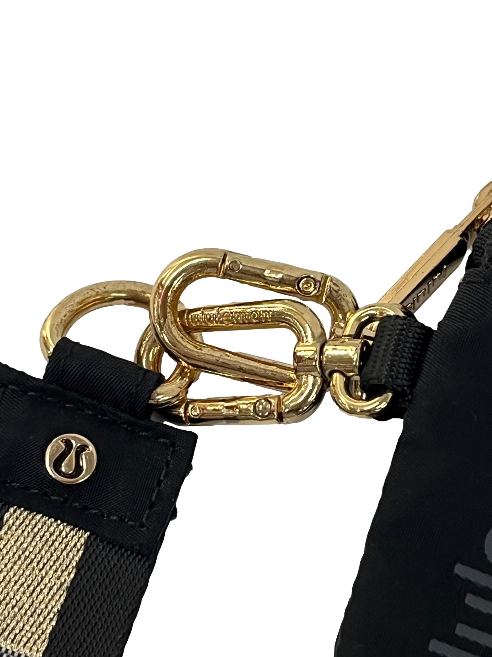 Dual Pouch Wristlet In Black With Gold Hardware