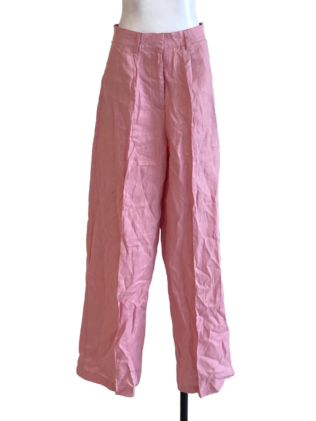 Taffy Pink Buttoned Waist Regular Tailored Pants TEM