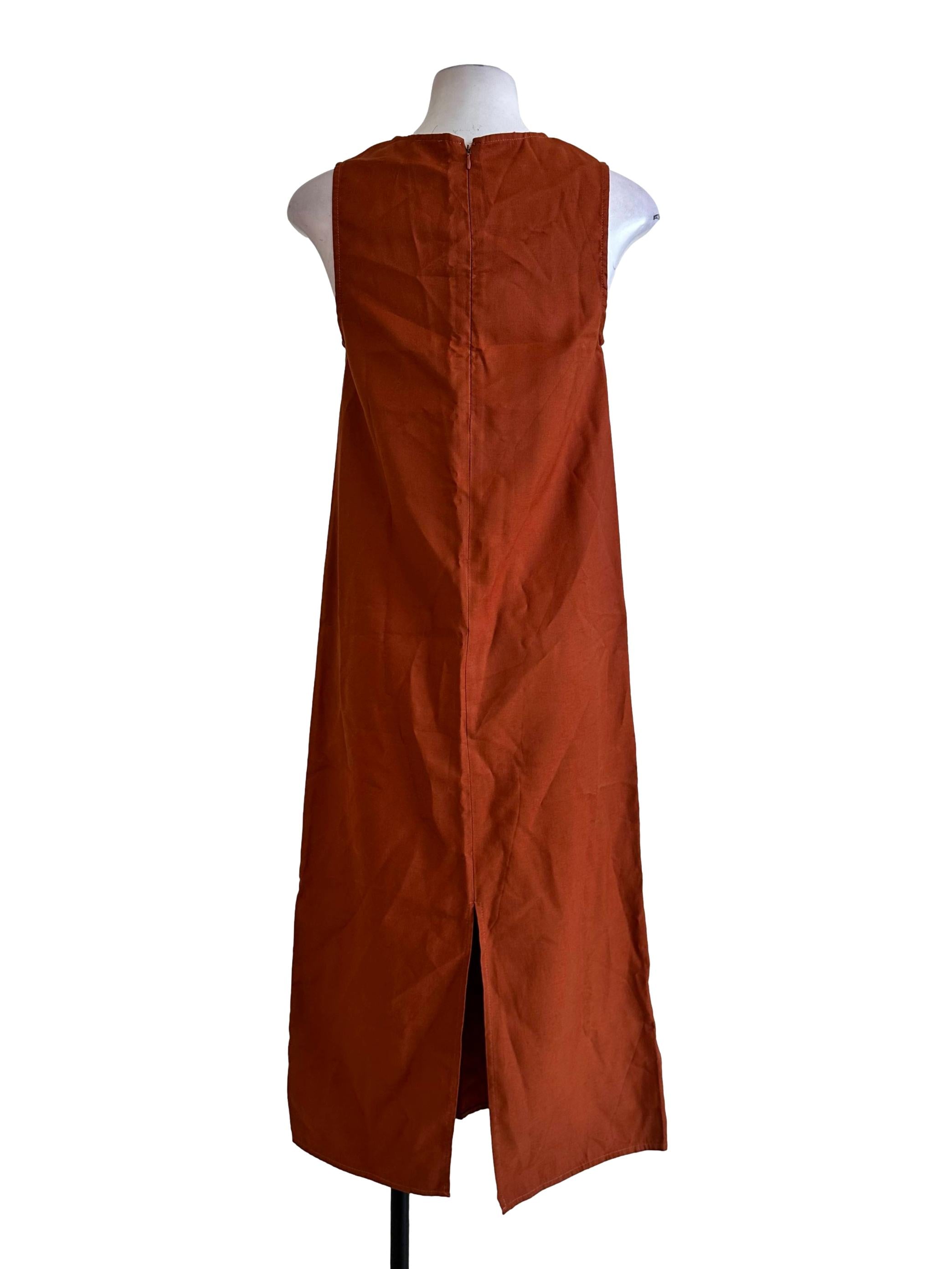 Fire Orange Sleeveless Shift Dress