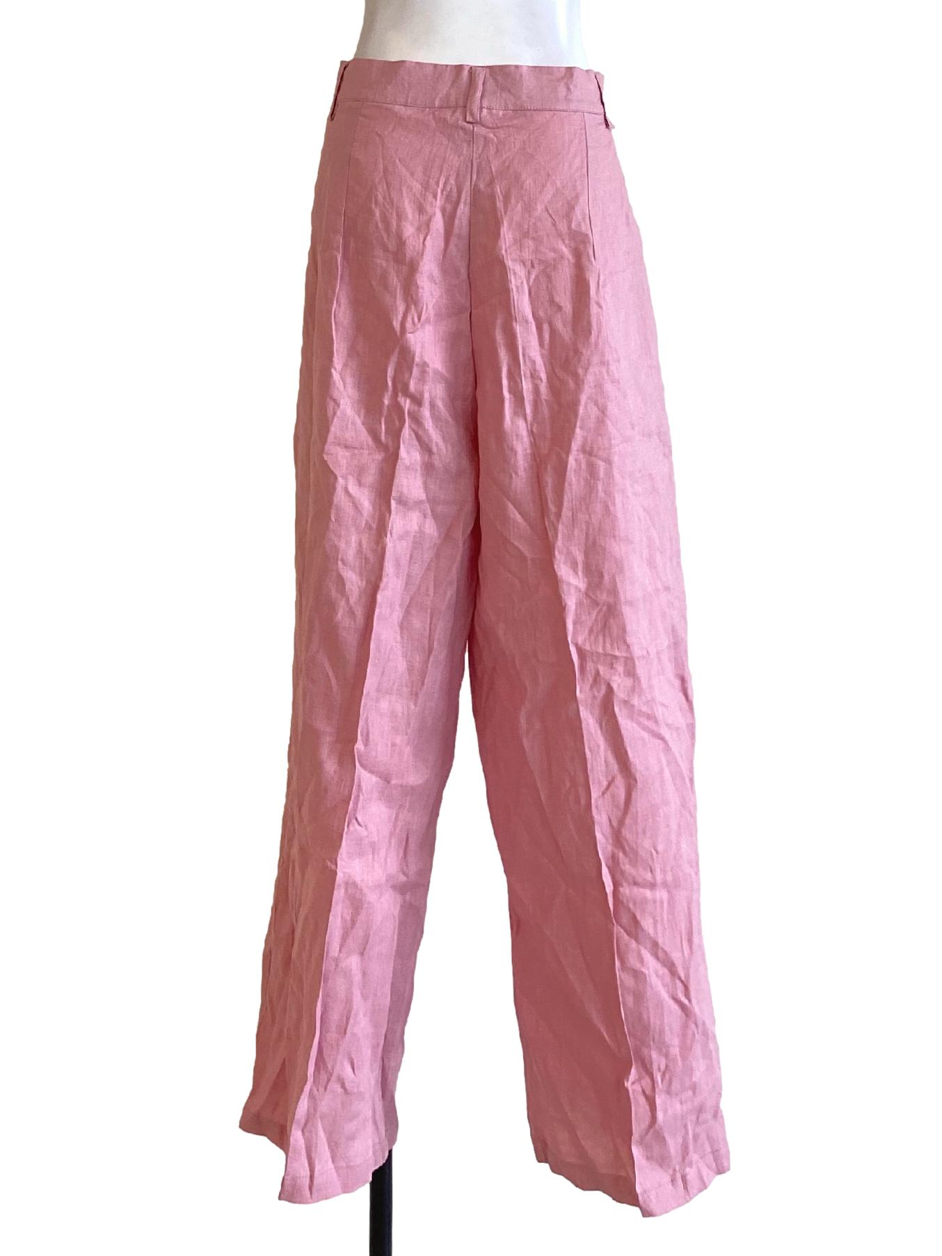 Taffy Pink Buttoned Waist Regular Tailored Pants TEM
