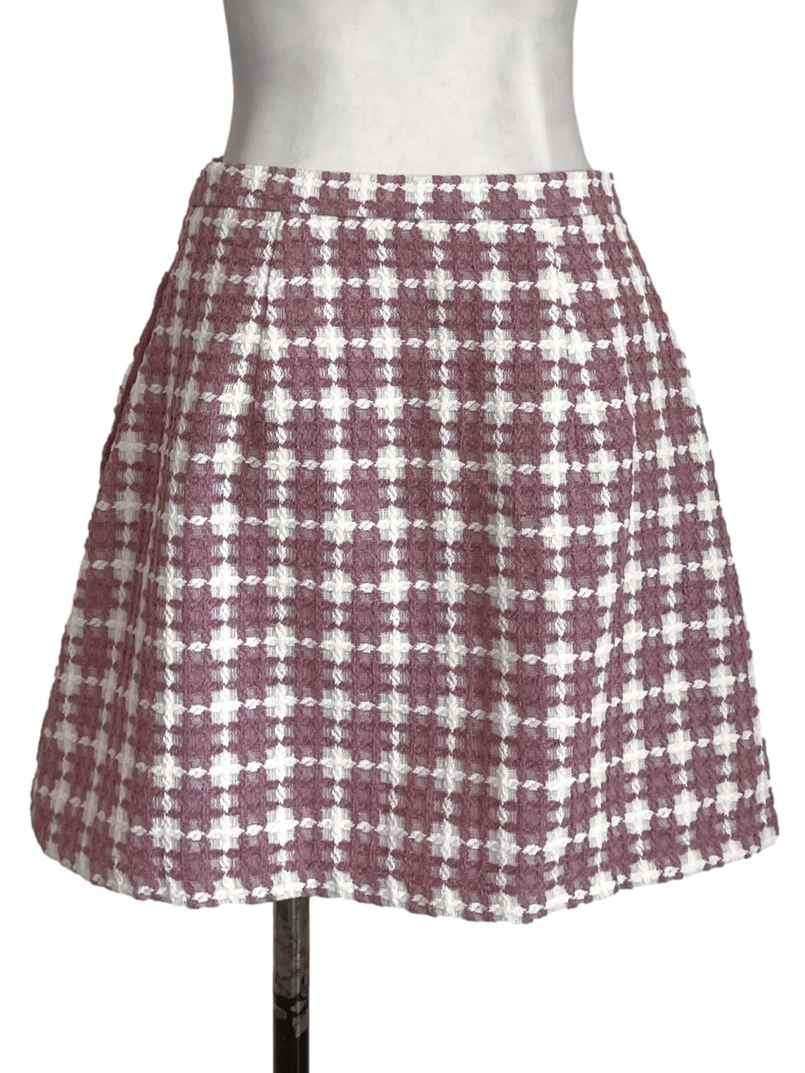 Pink/White Crochet Mini Skirt