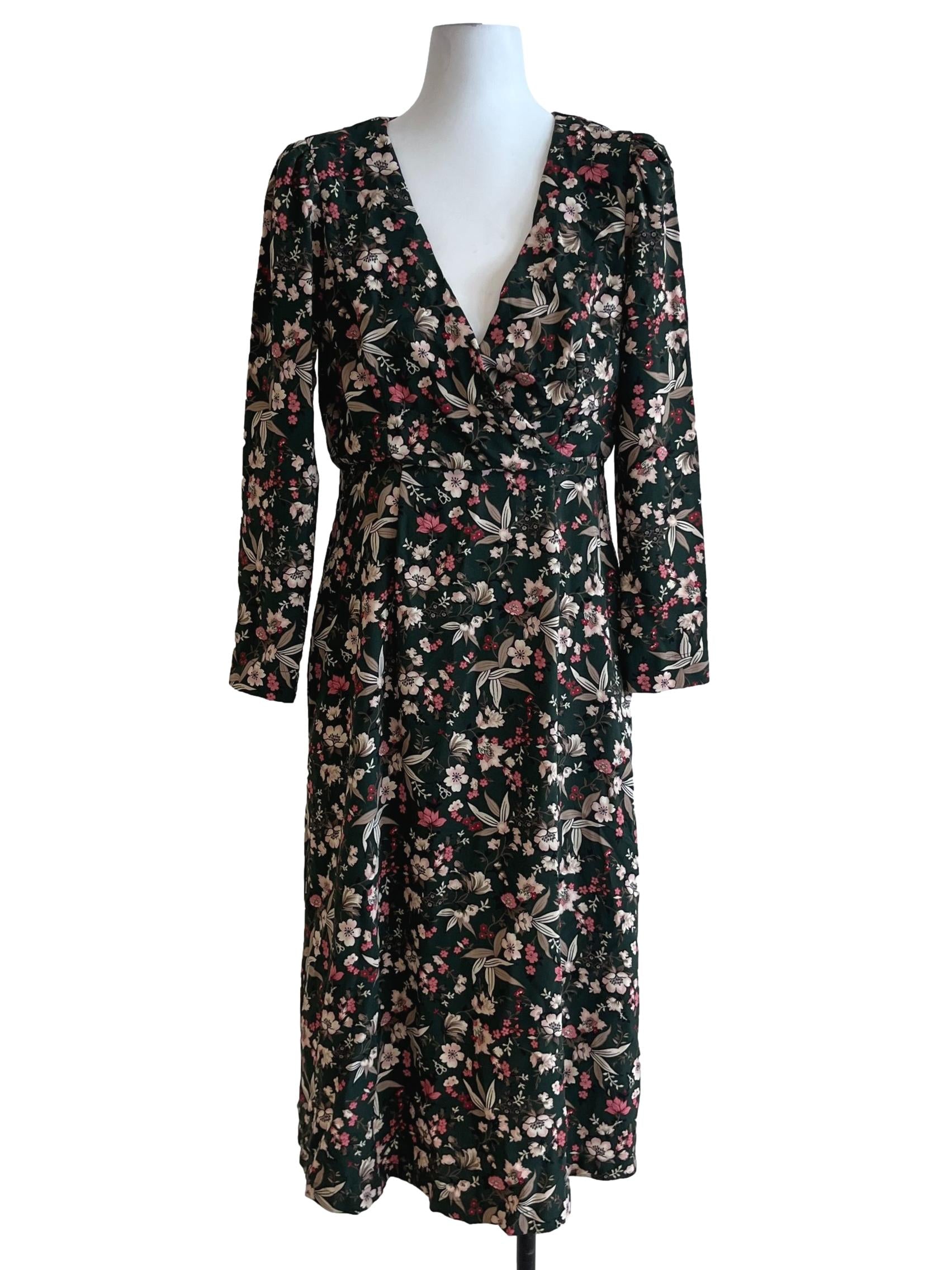 Juniper Green Floral Empire Dress