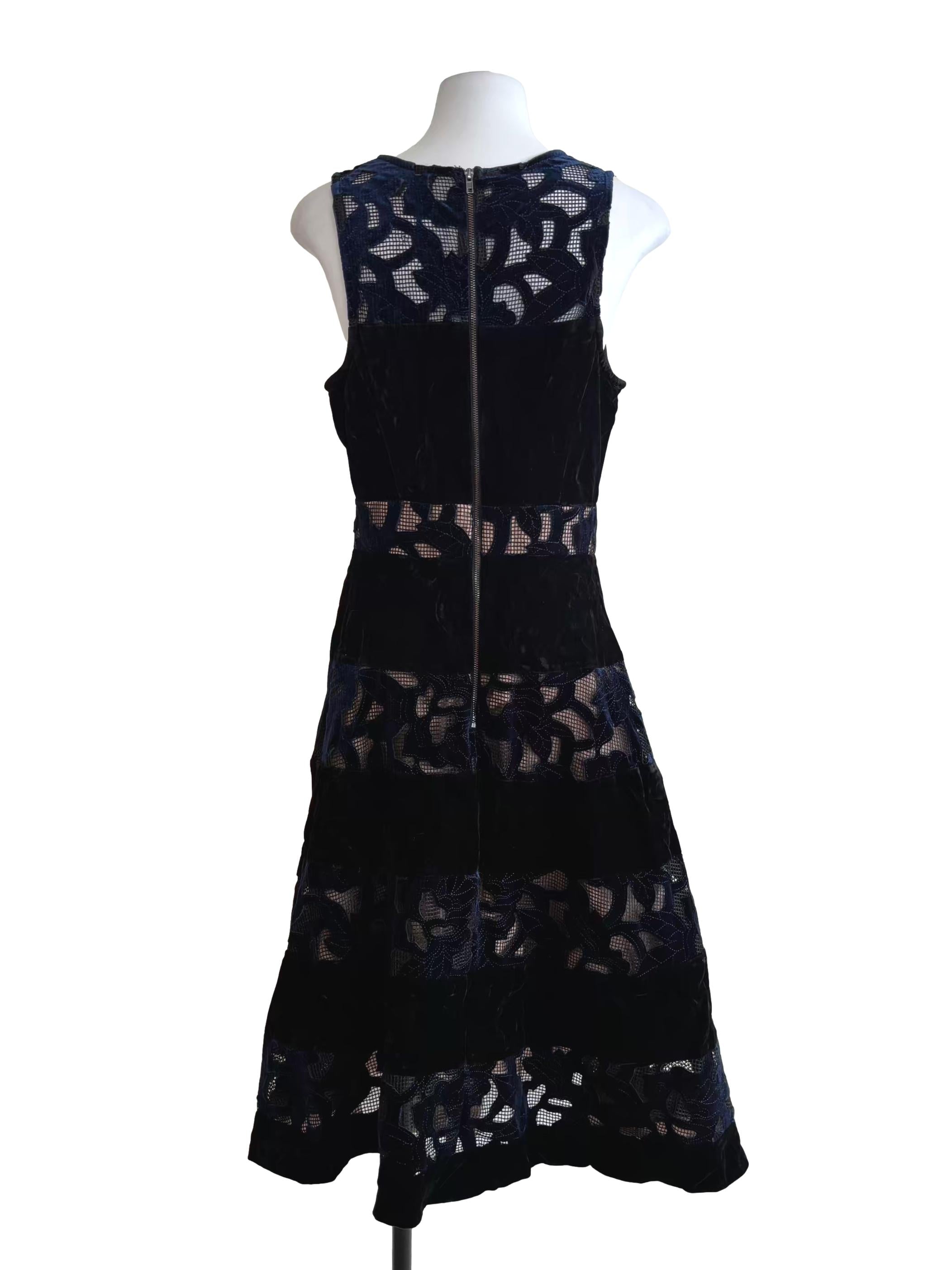 Ink Black Velvet Mesh Tier Dress
