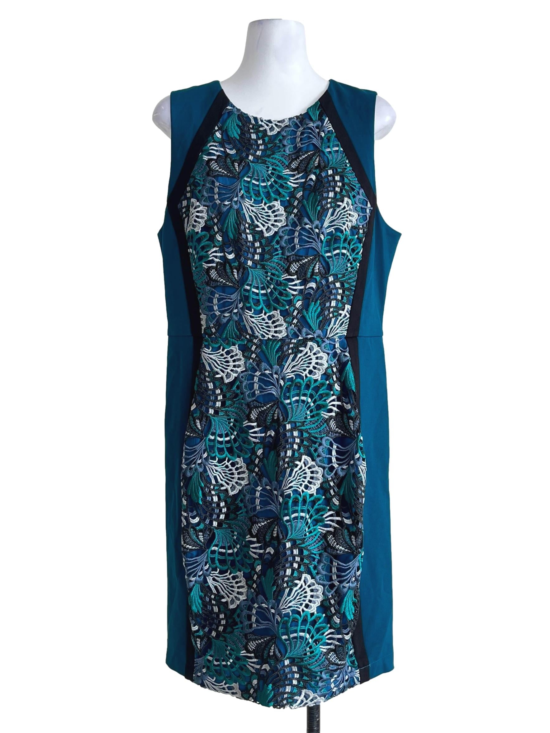 Teal Blue Halter A-Line Lace Dress