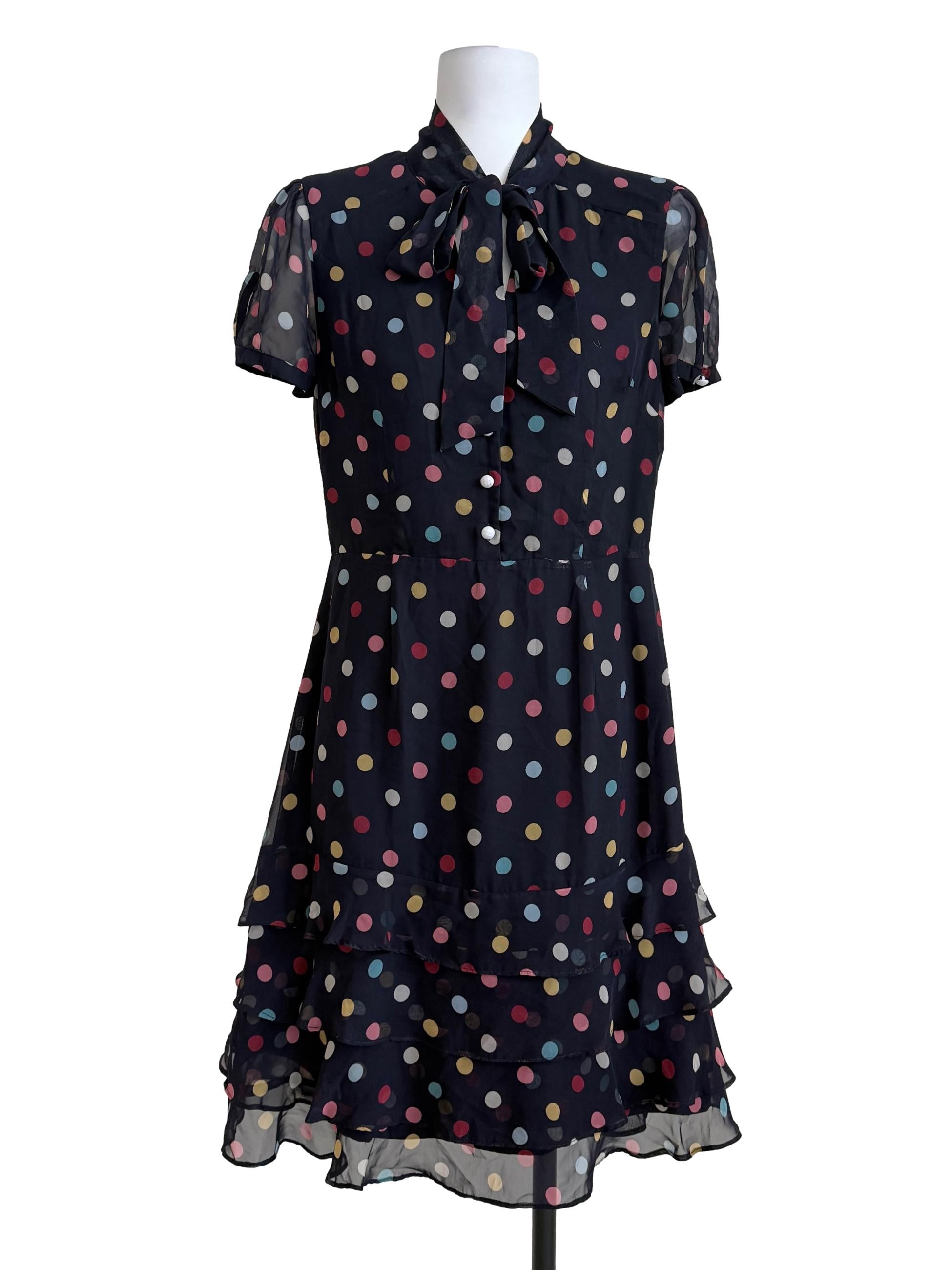 Indigo Blue Polkadot Shirt Dress