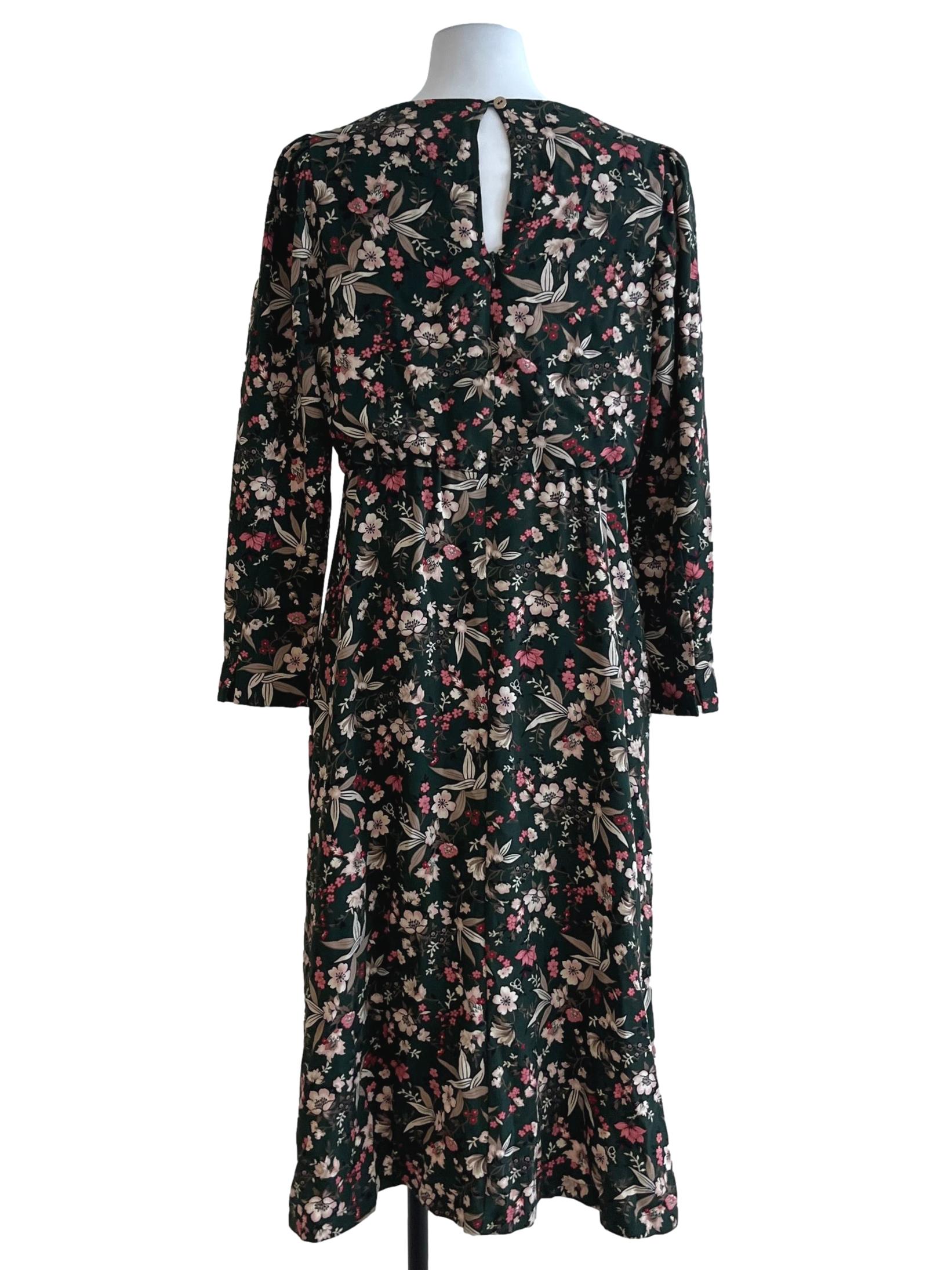 Juniper Green Floral Empire Dress