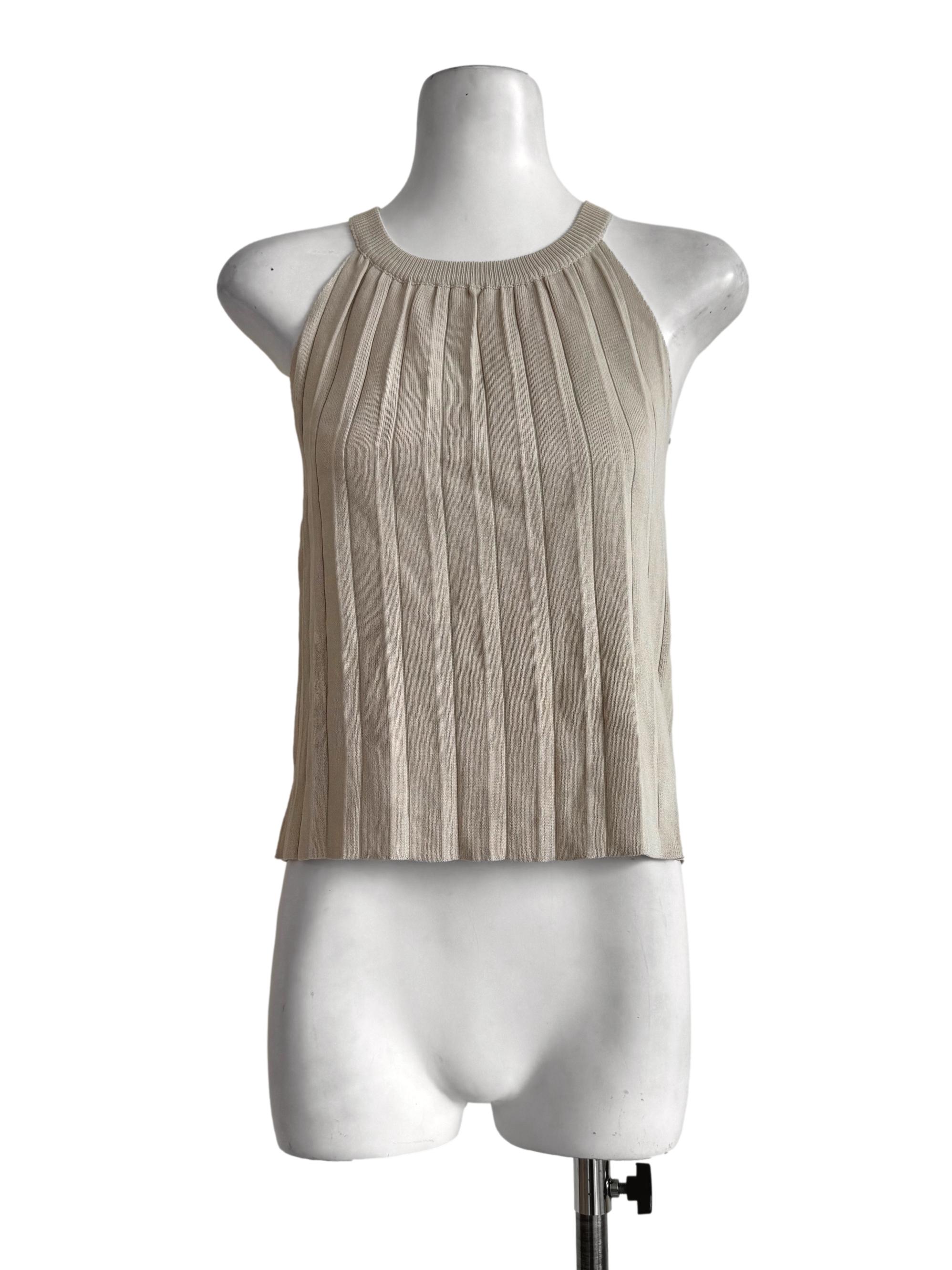 Sand Beige High Neck Top