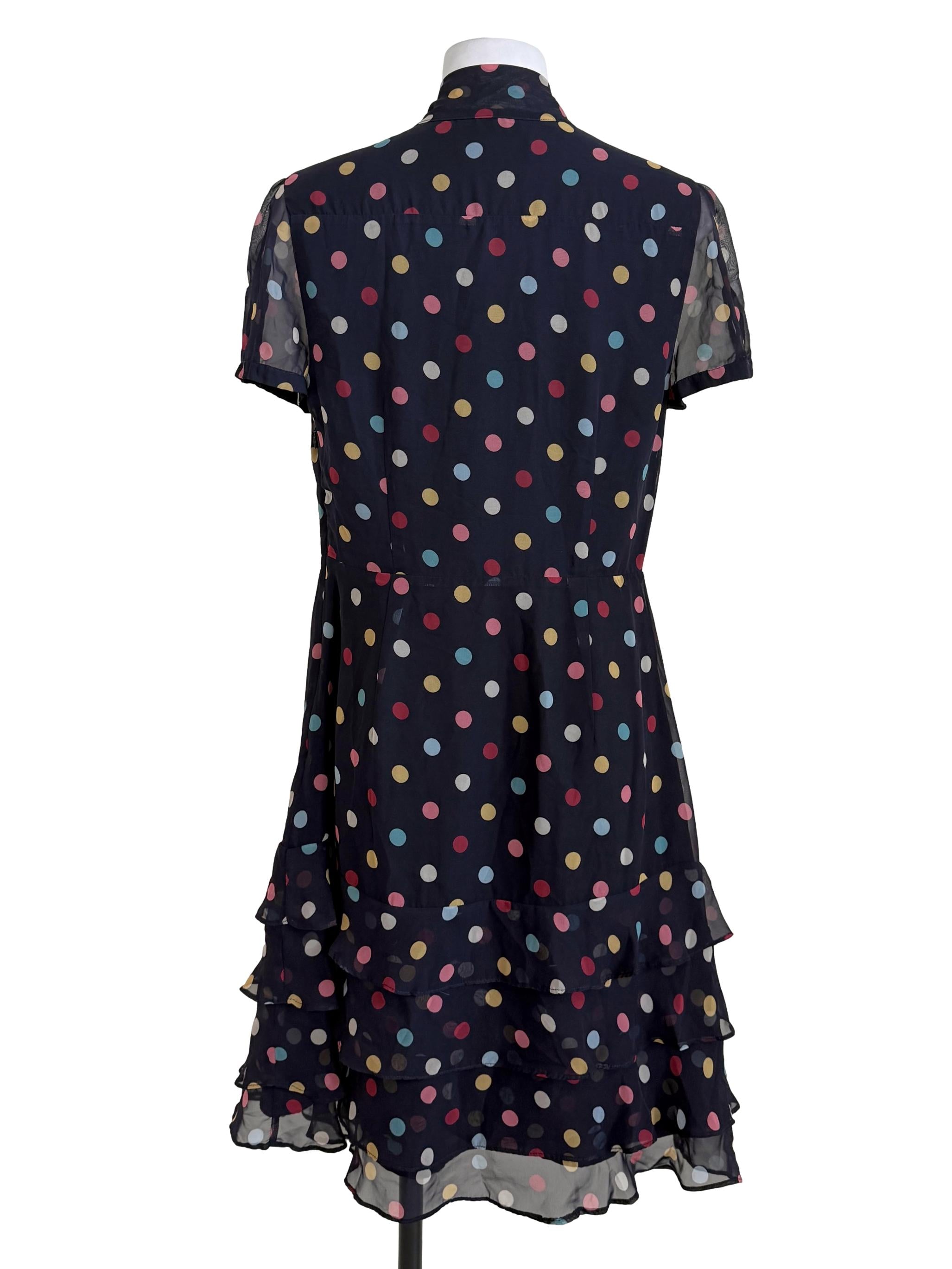 Indigo Blue Polkadot Shirt Dress