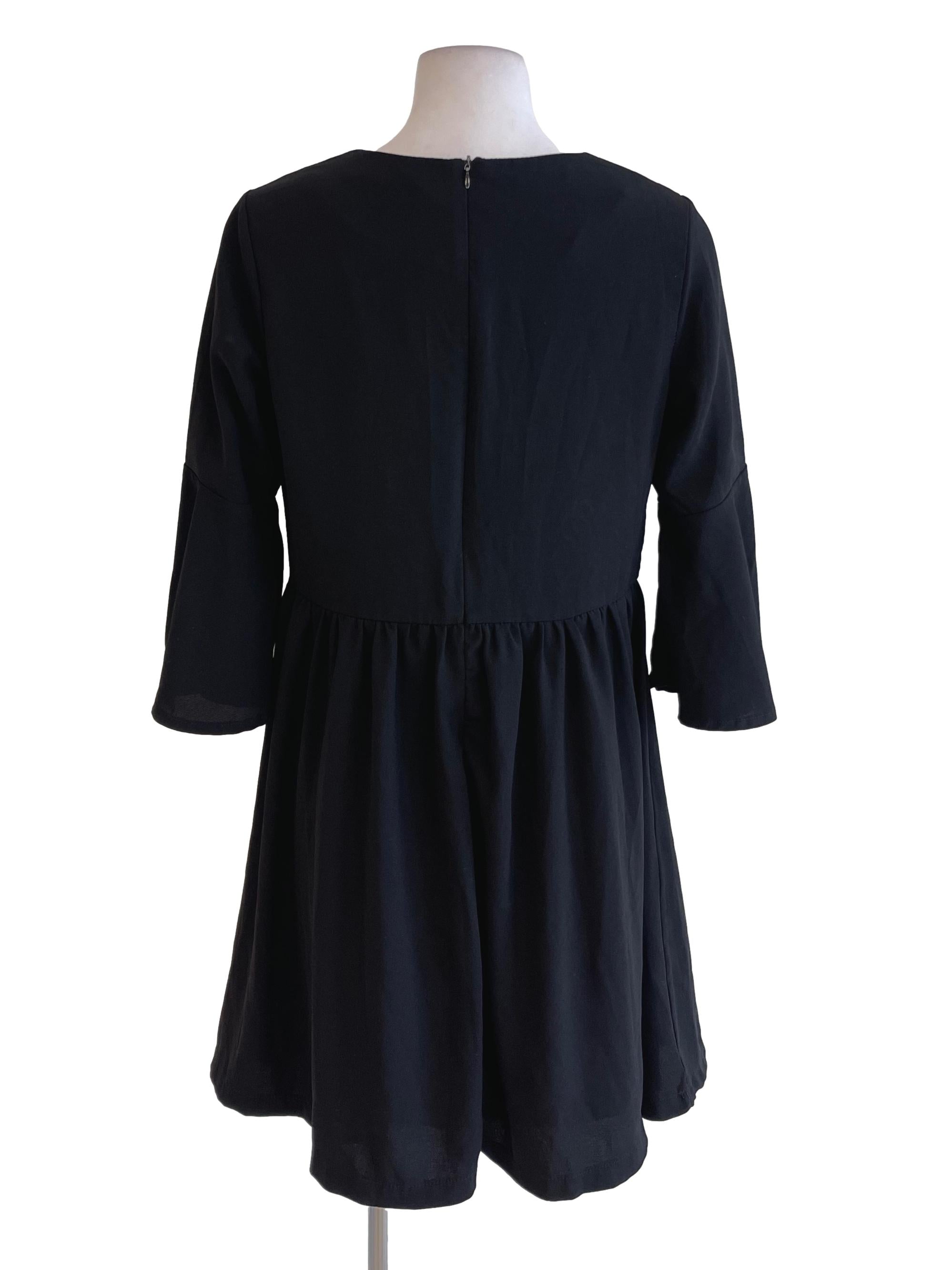 Black Poet Sleeve Babydoll Dress TEM