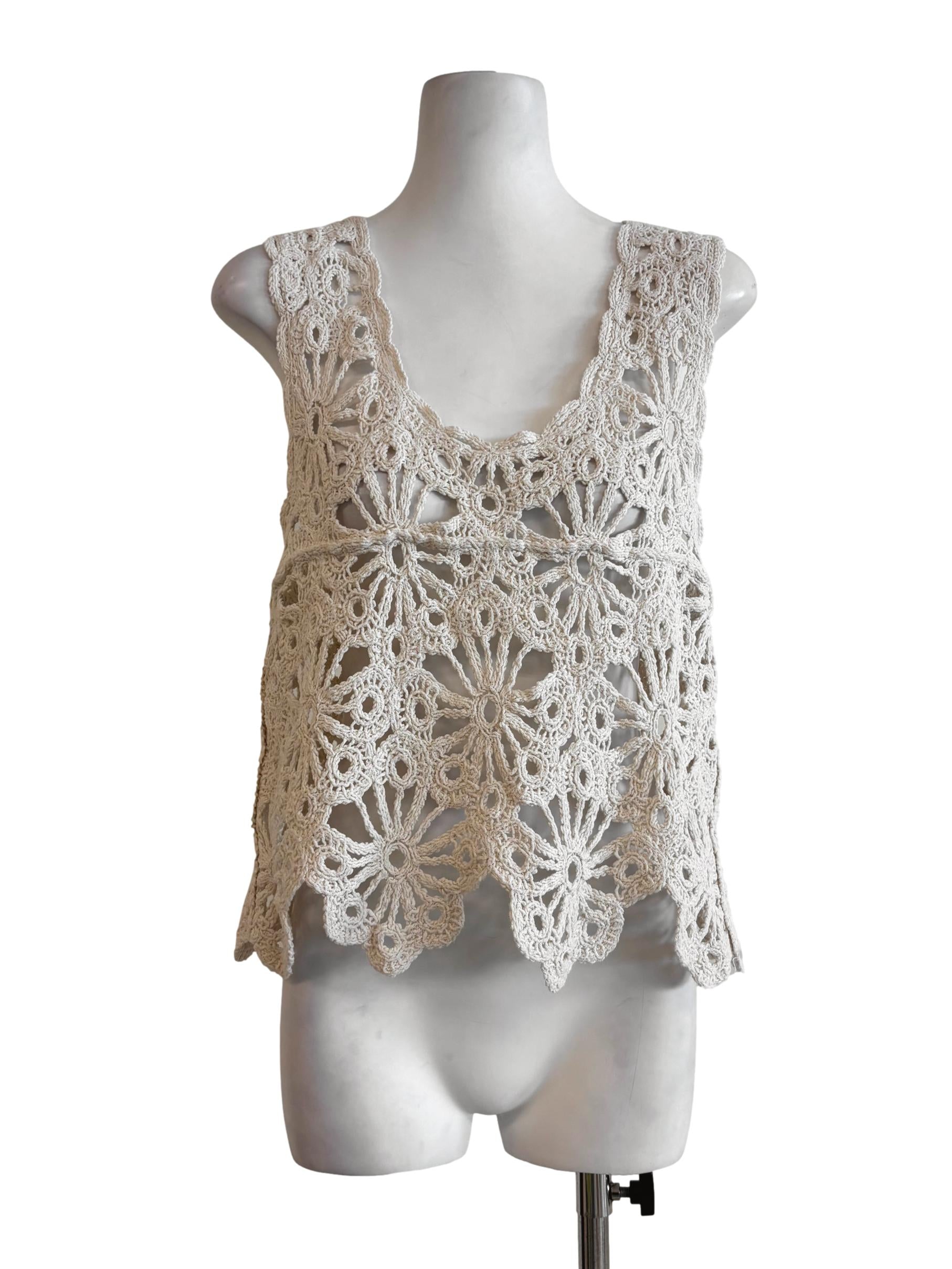 Ivory White Patterned Knit Top