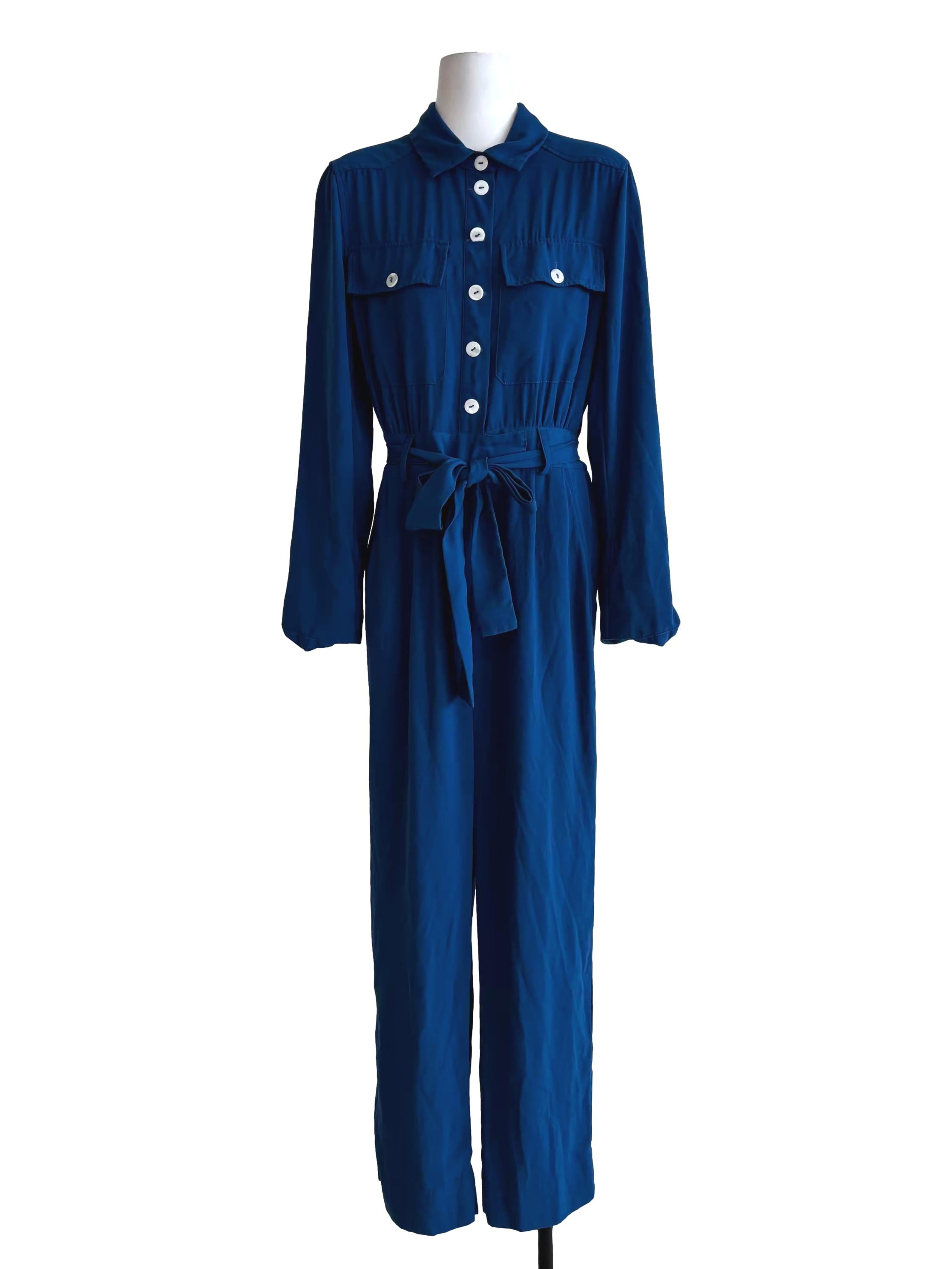 Admiral Blue Buttoned Jumpsuit