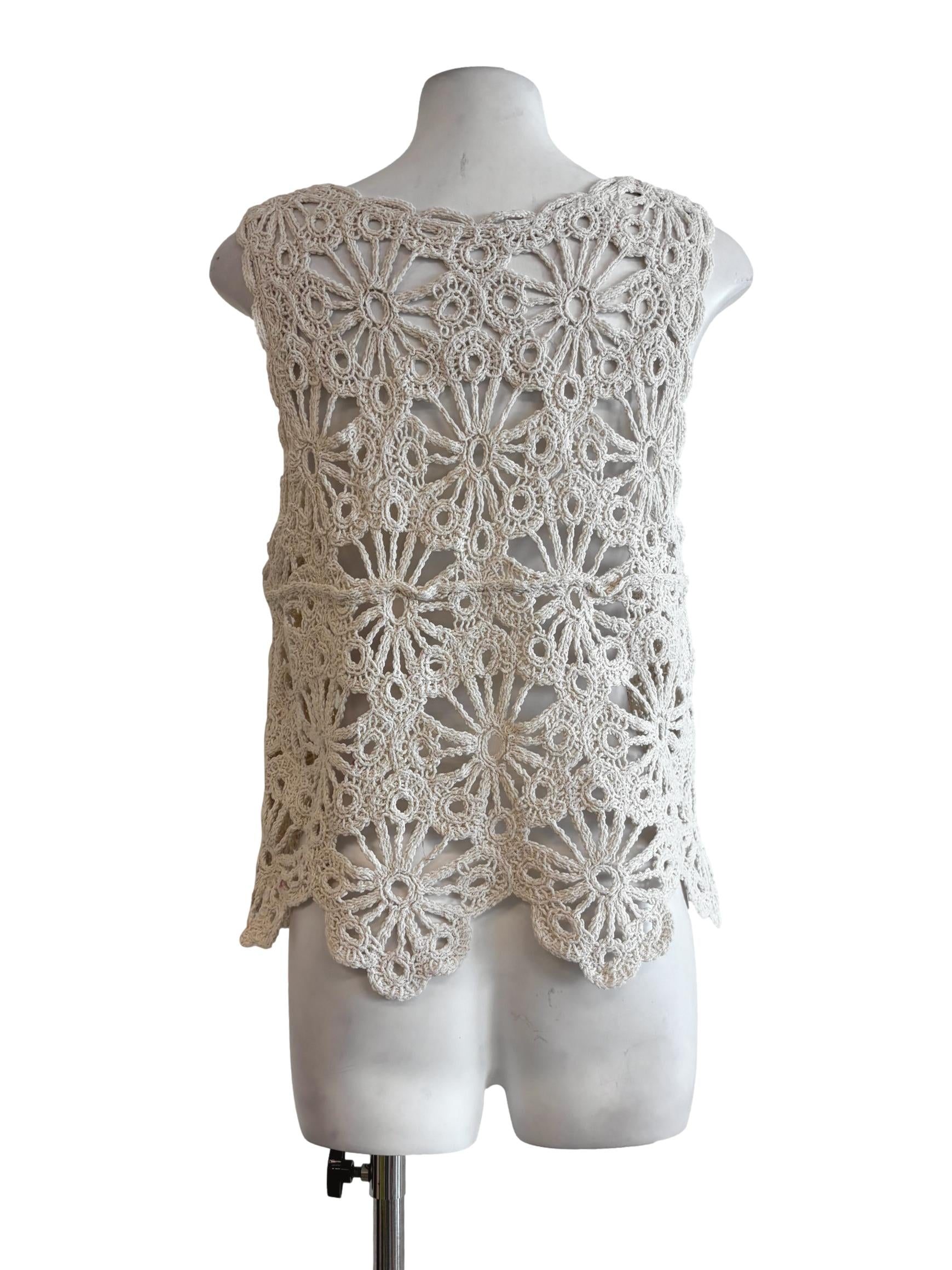 Ivory White Patterned Knit Top