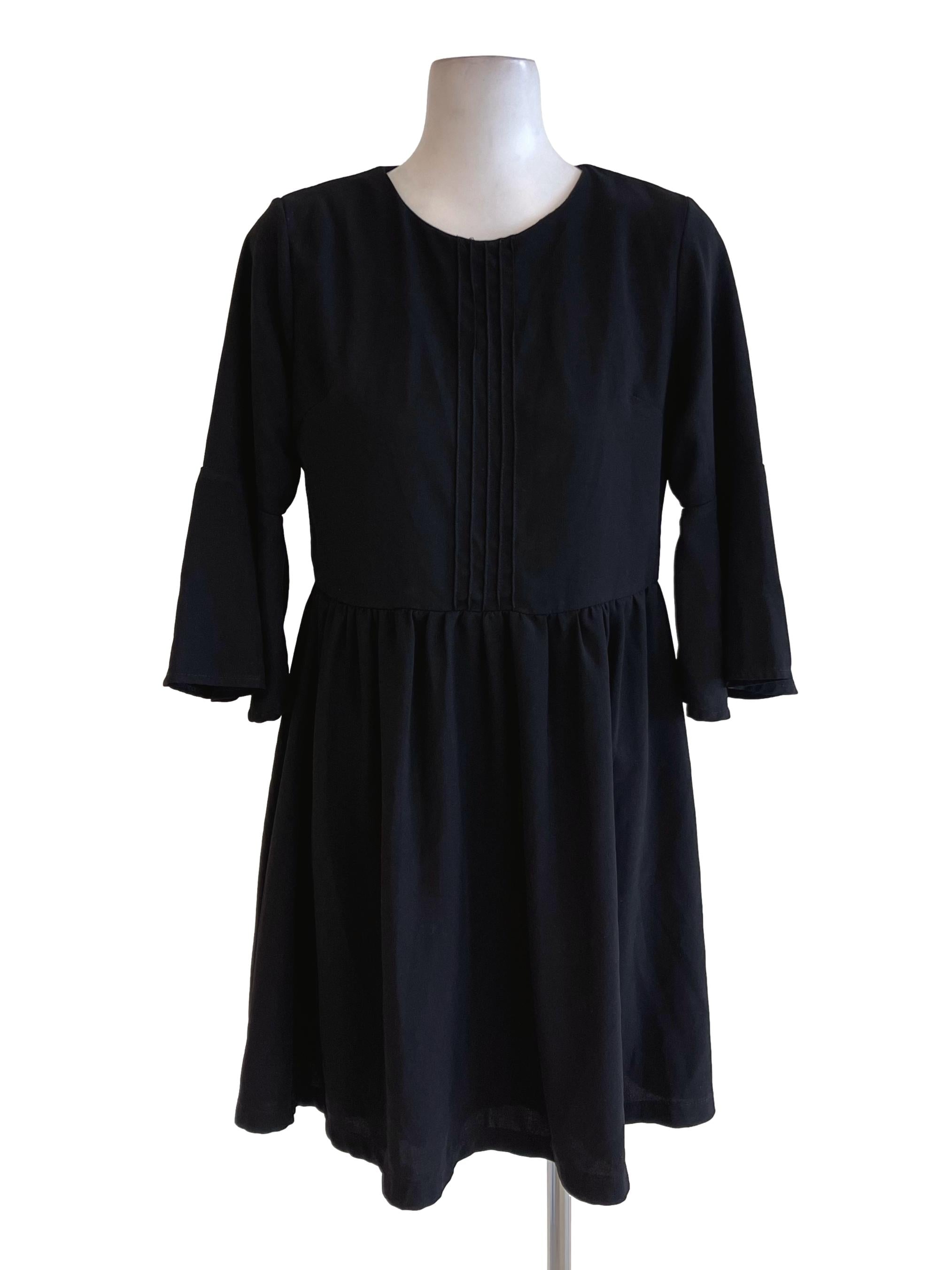 Black Poet Sleeve Babydoll Dress TEM
