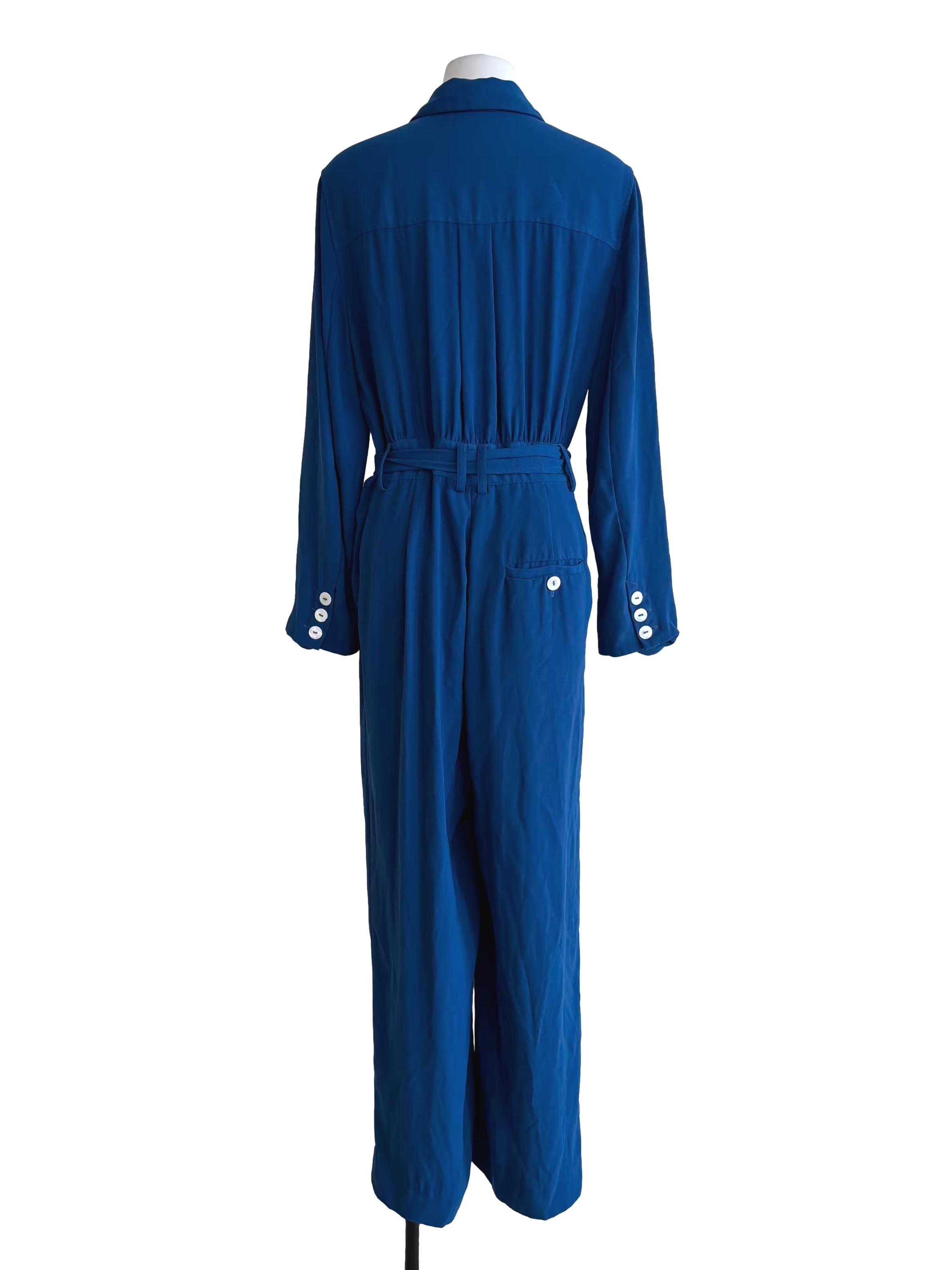 Admiral Blue Buttoned Jumpsuit