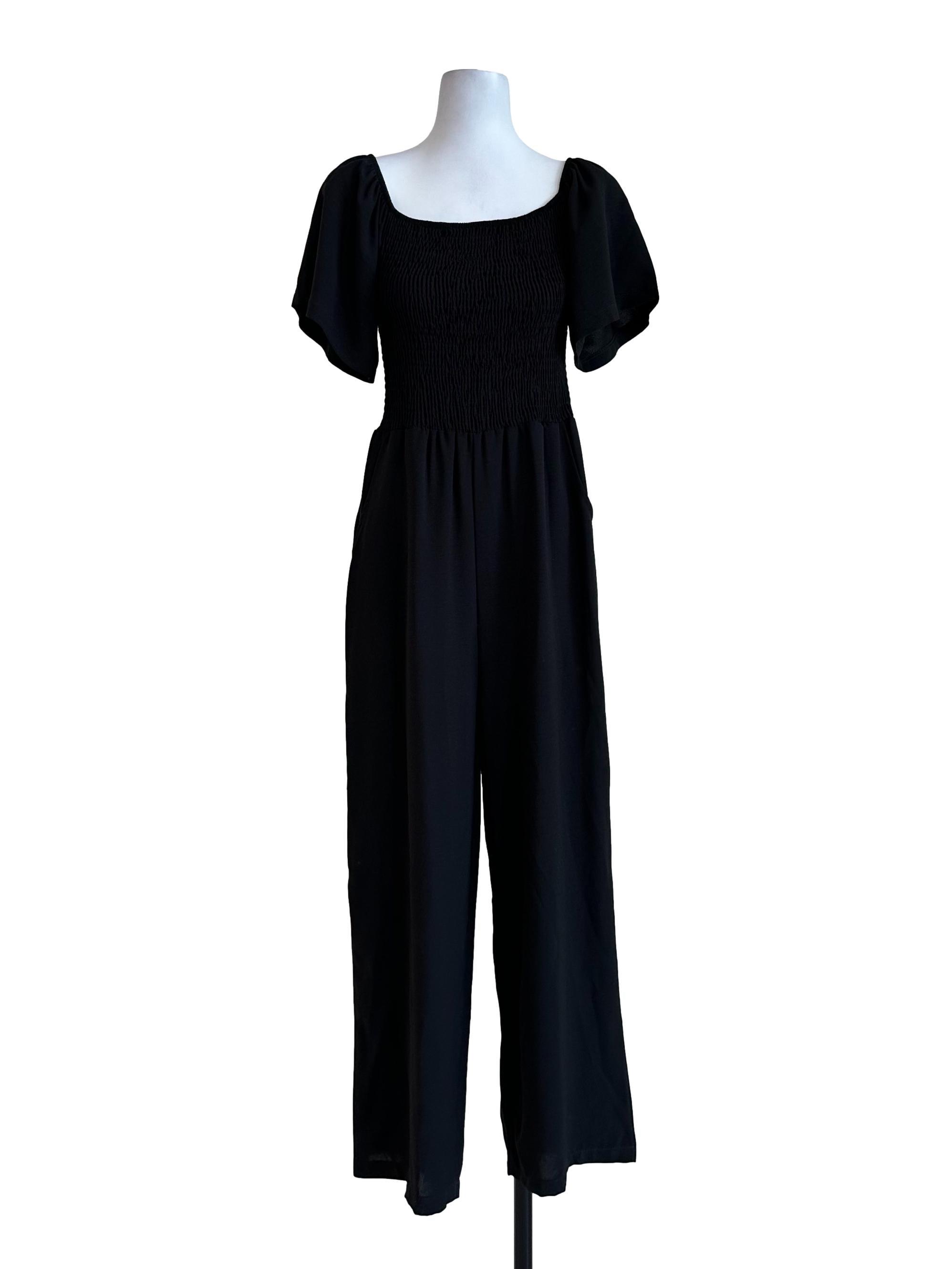 Black Plain Jumpsuits