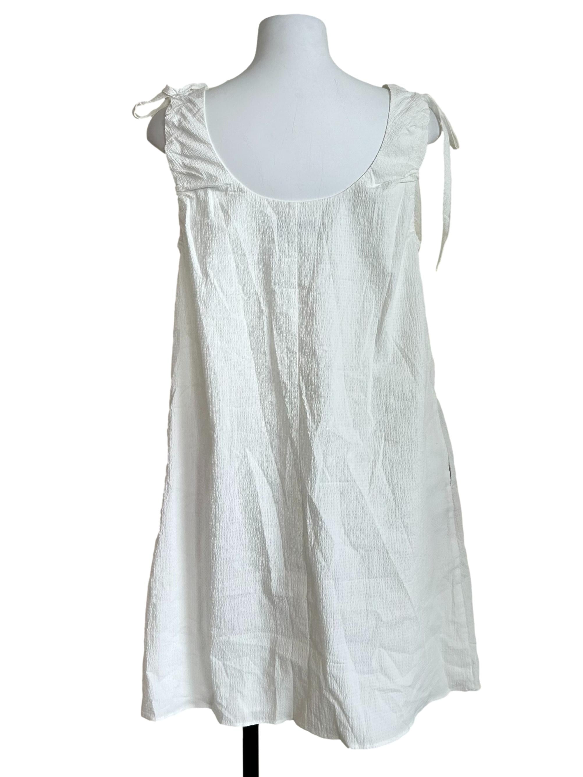 White Tie-Strap Mini Babydoll Dress
