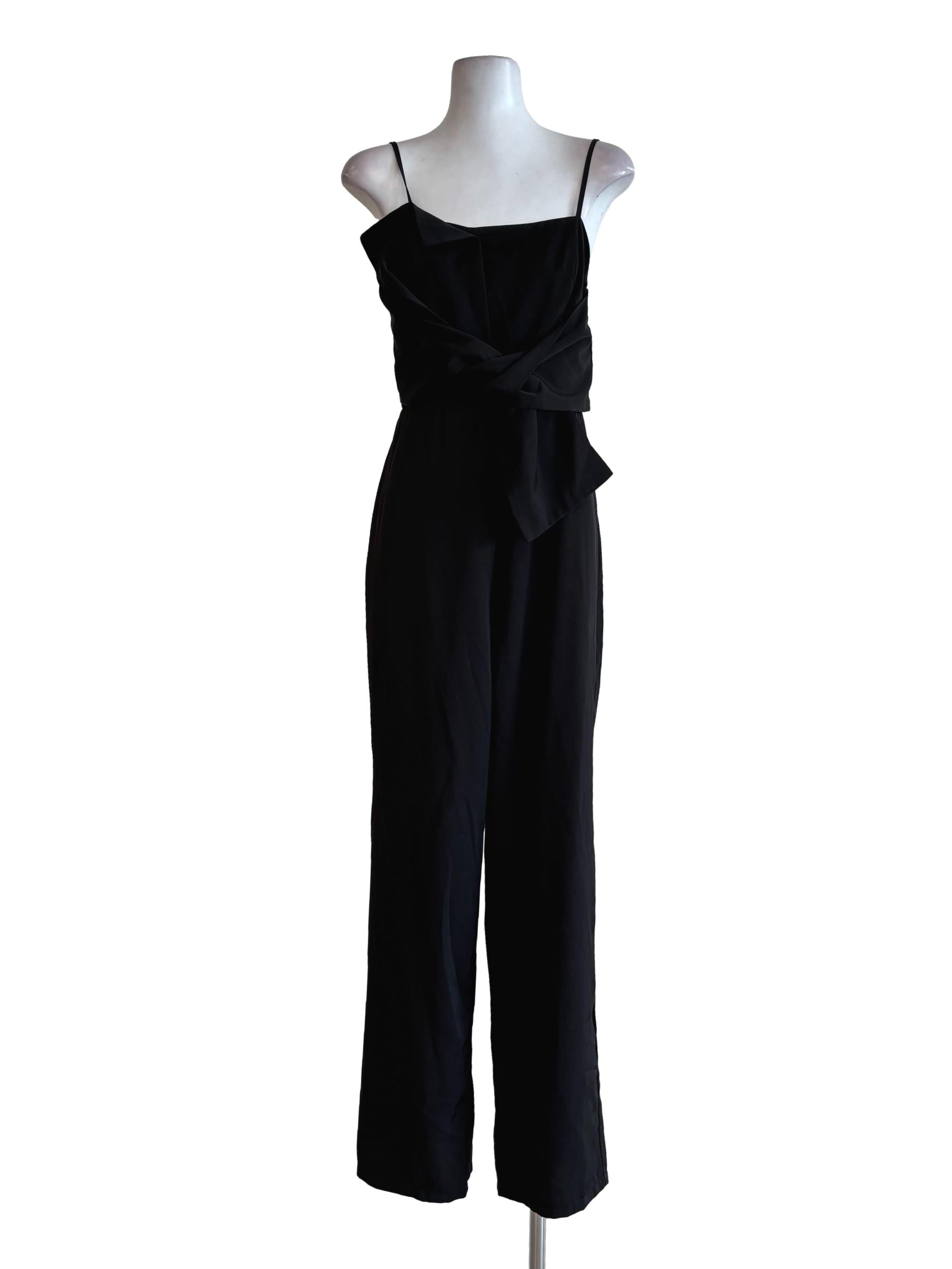 Black Flowy Spaghetti Strap Jumpsuit