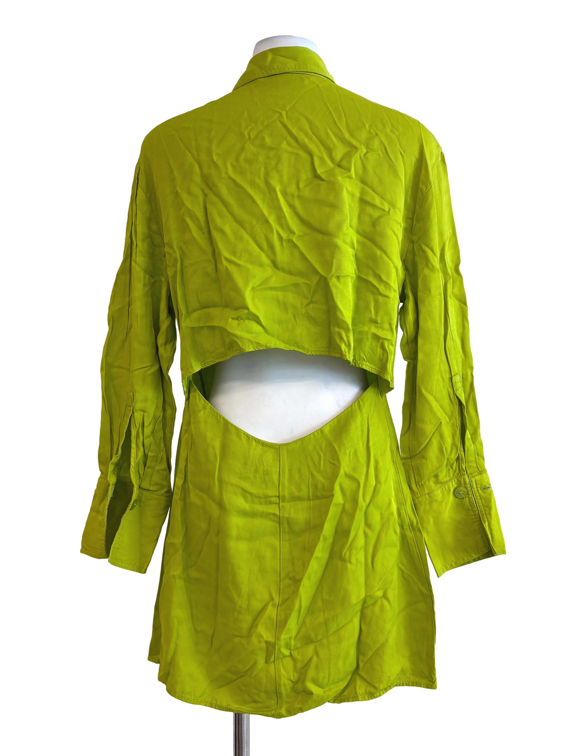 Chartreuse Cutout Shirt Dress