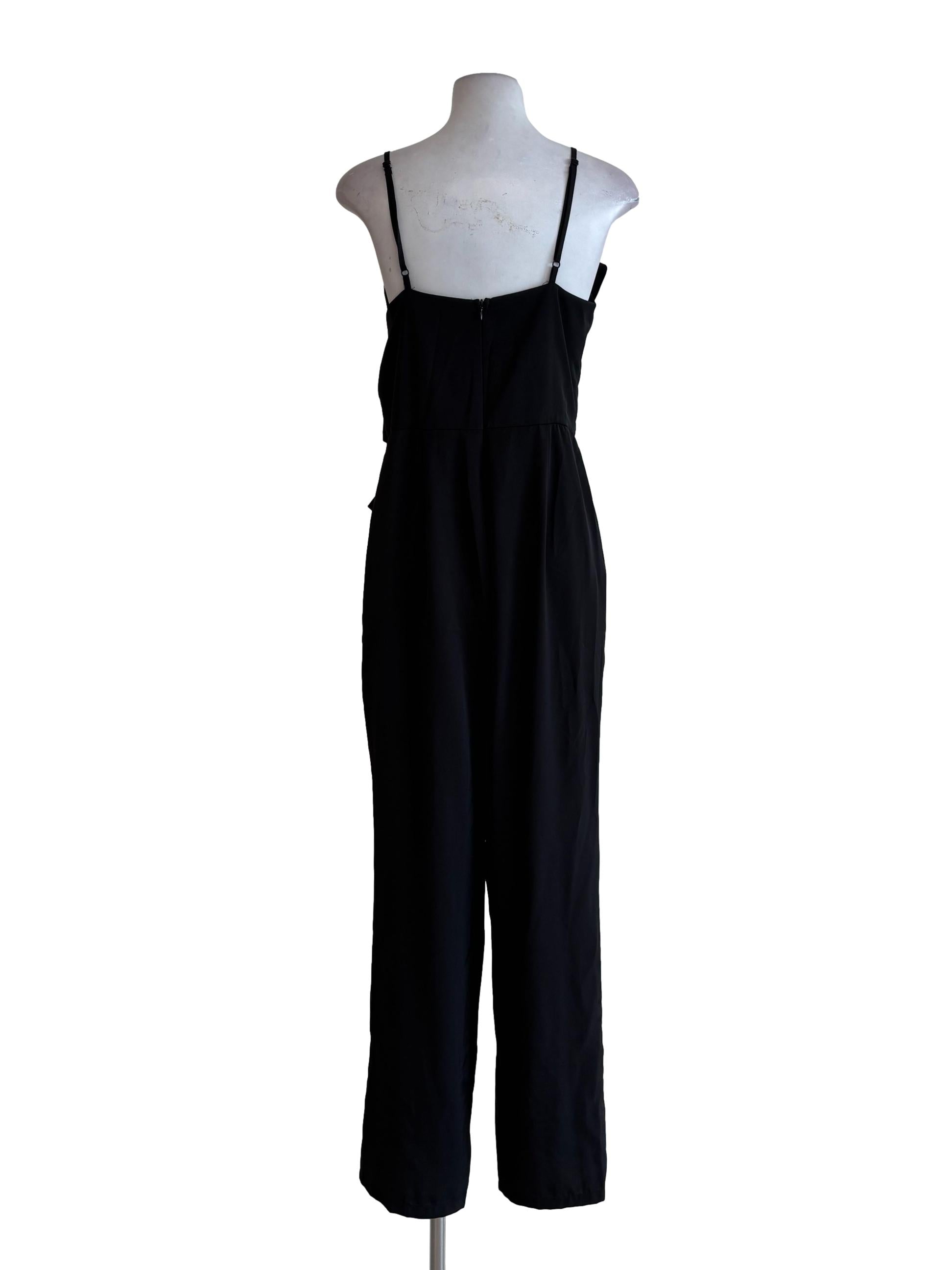 Black Flowy Spaghetti Strap Jumpsuit
