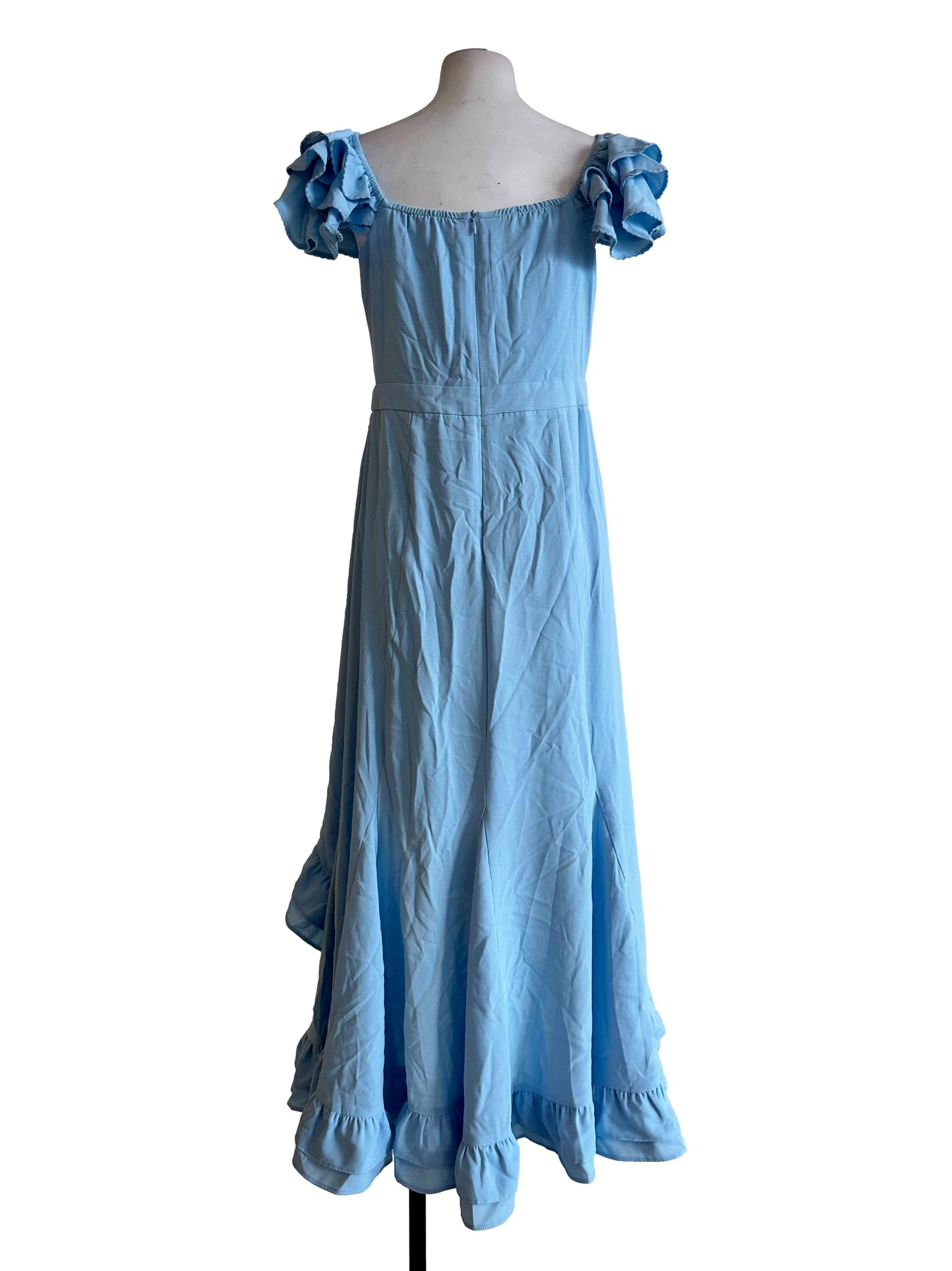 Light Blue Ruffles Maxi Dress