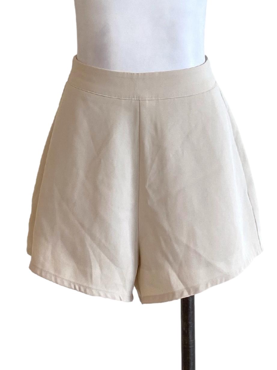 Beige Brown Zip Up Regular Loose Shorts