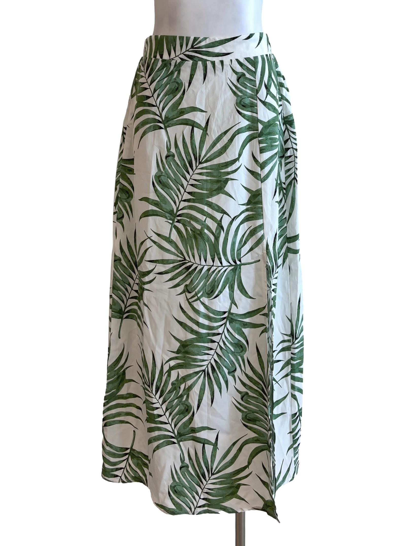 Pearl White Fern Print Skirt