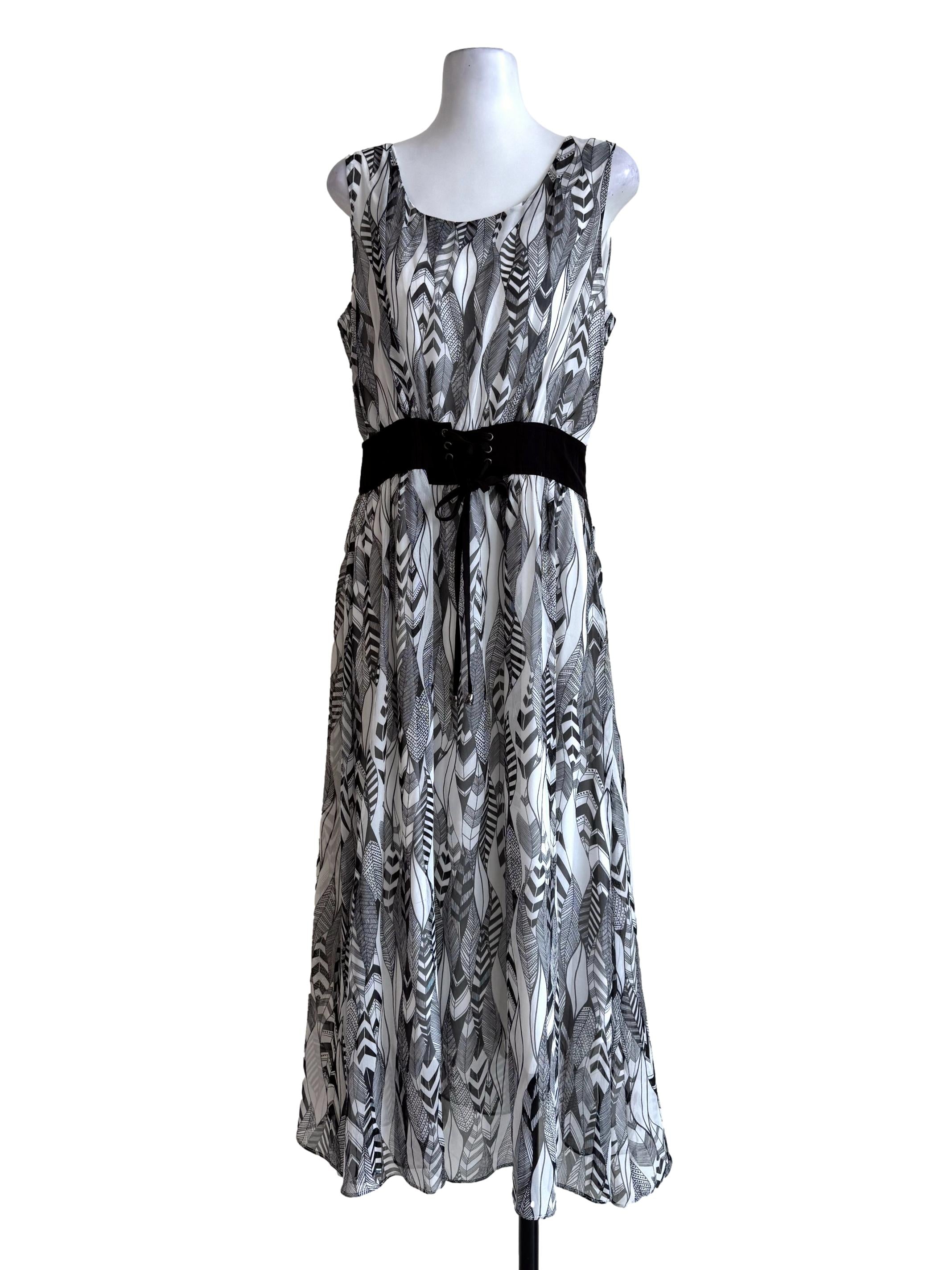 White And Black Tribal Prints Dress