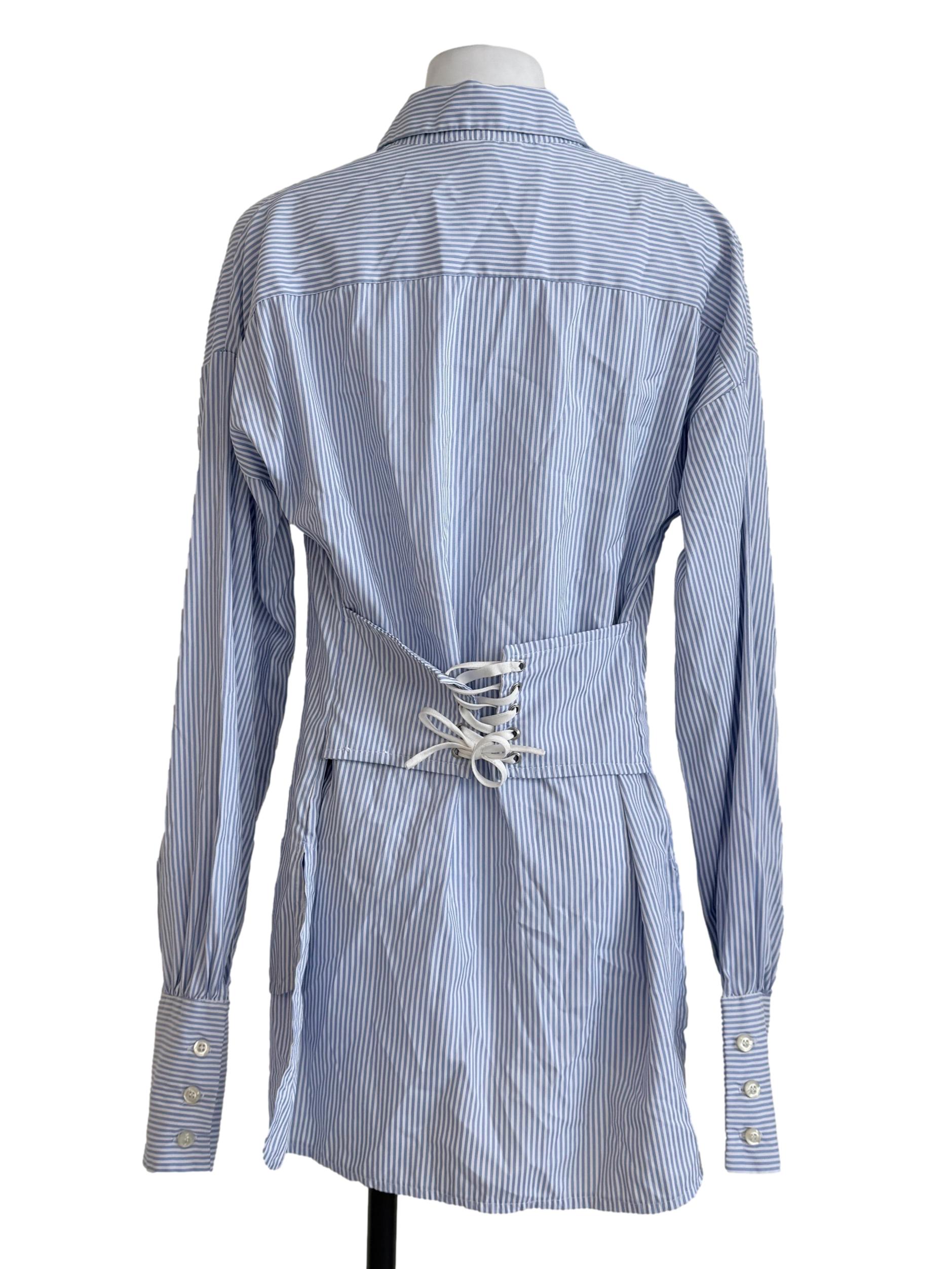 Cerulean Blue Striped Shirt