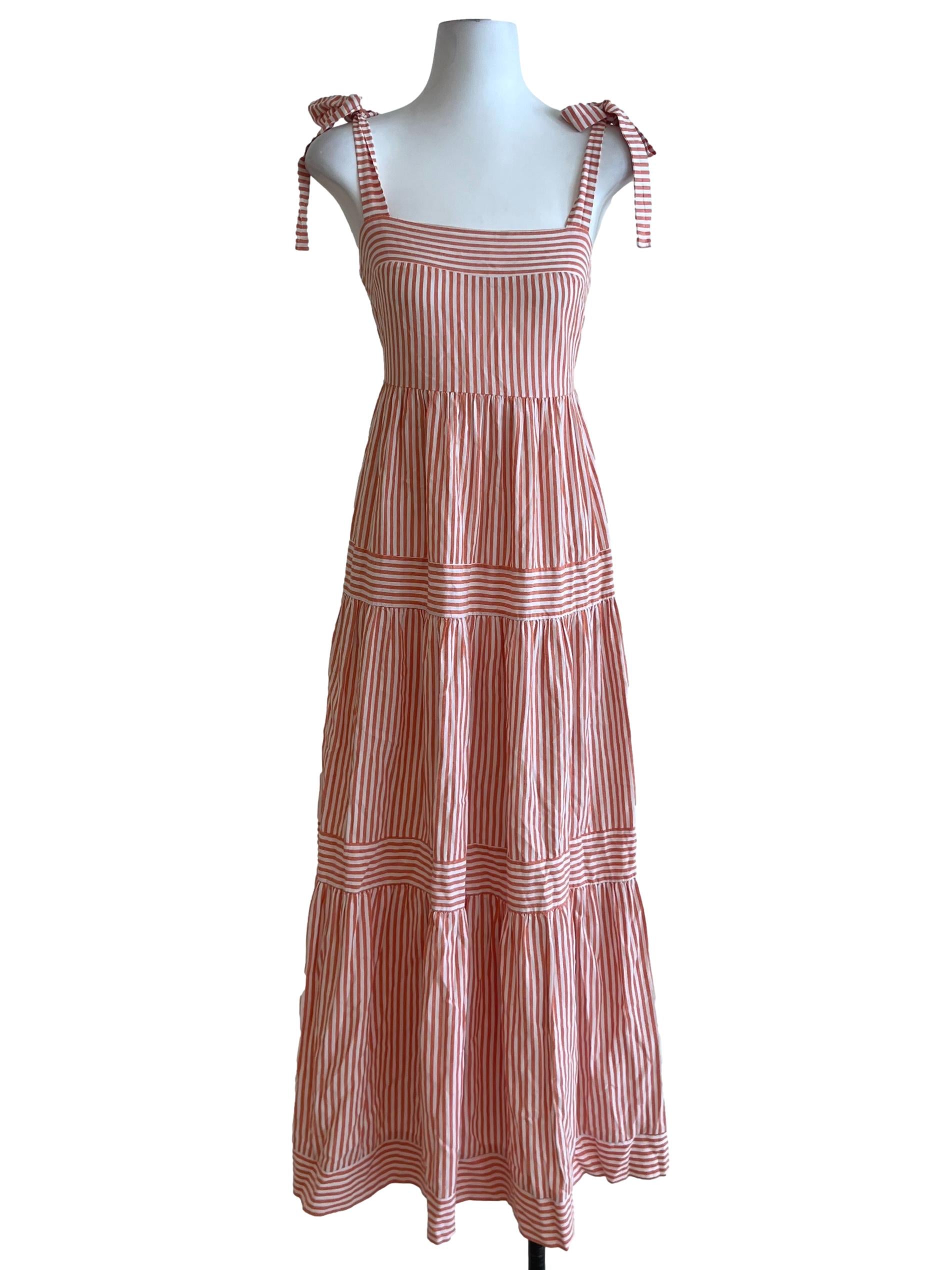 Coral Pink Awning Stripe A-Line Dress