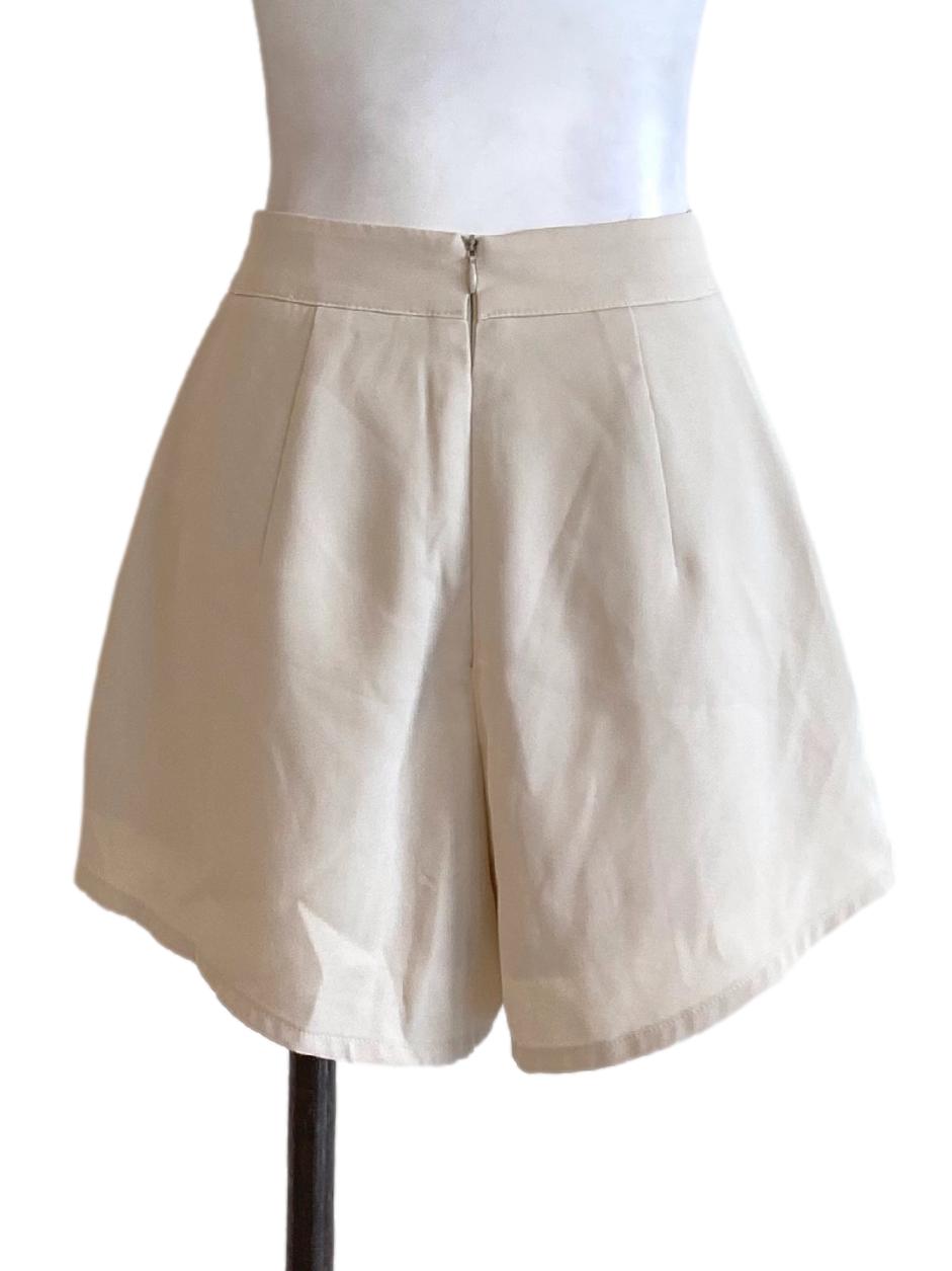 Beige Brown Zip Up Regular Loose Shorts