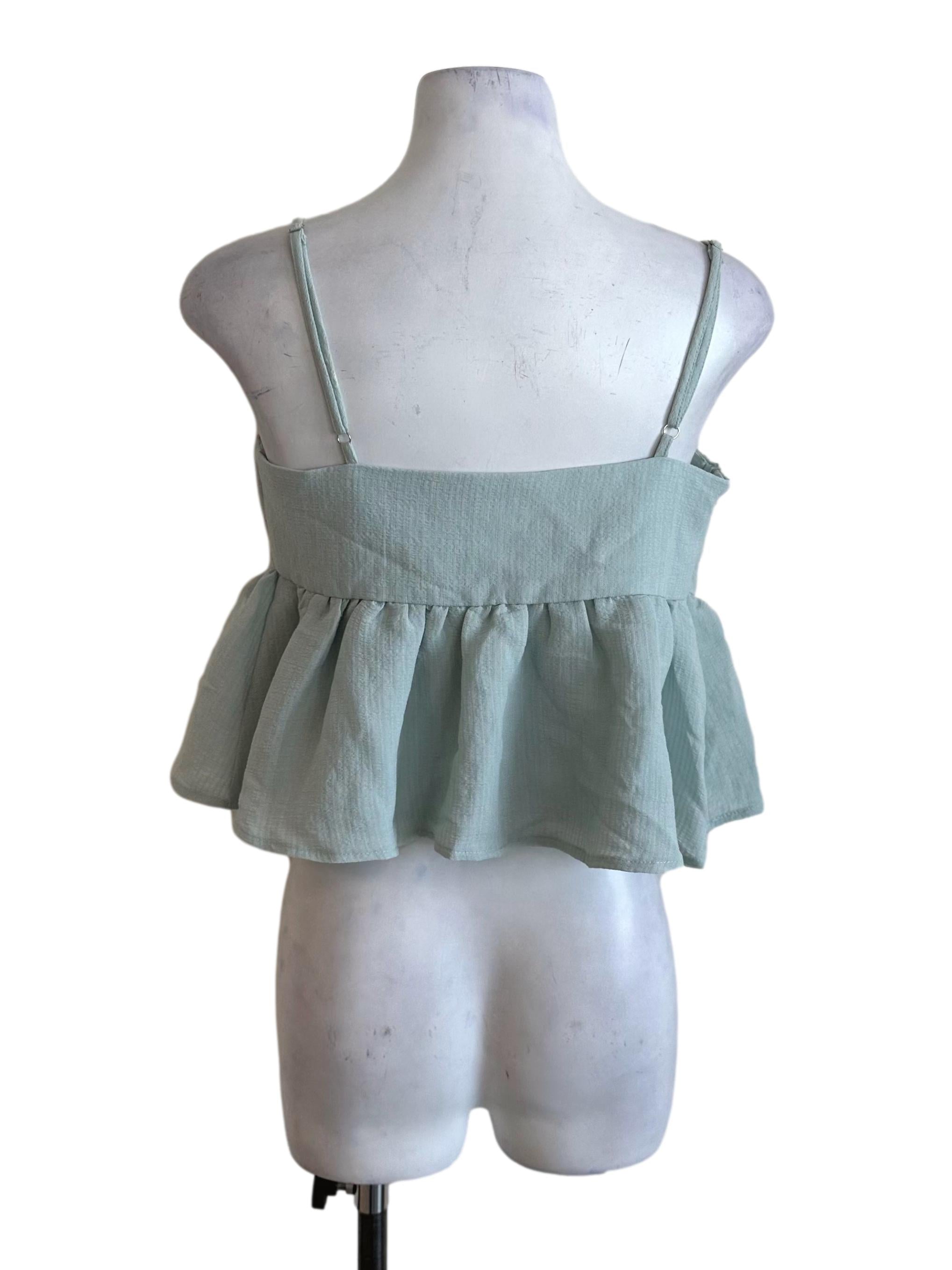 Dusty Green Textured Babydoll Top