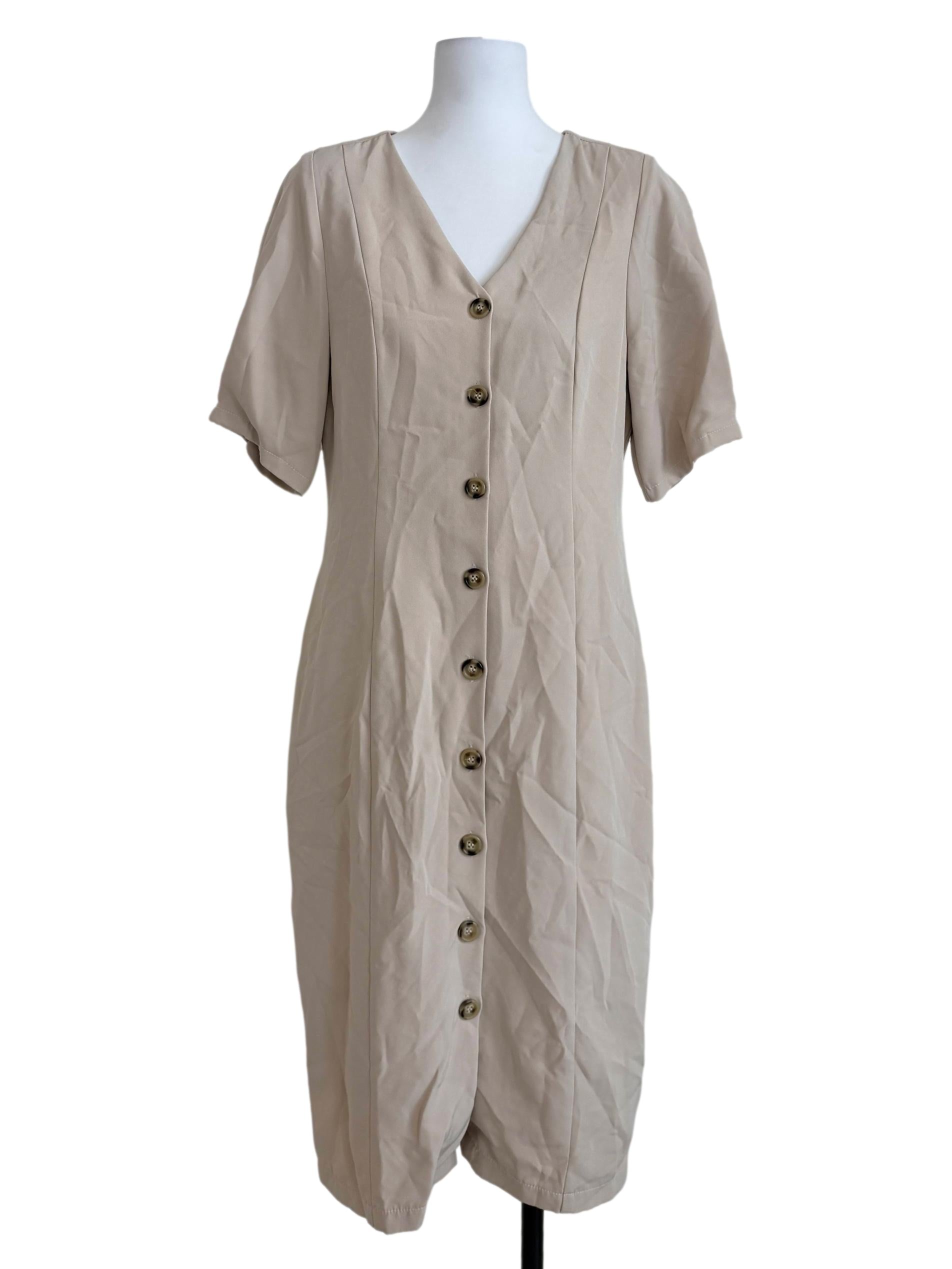 Bone Beige Shirt Dress
