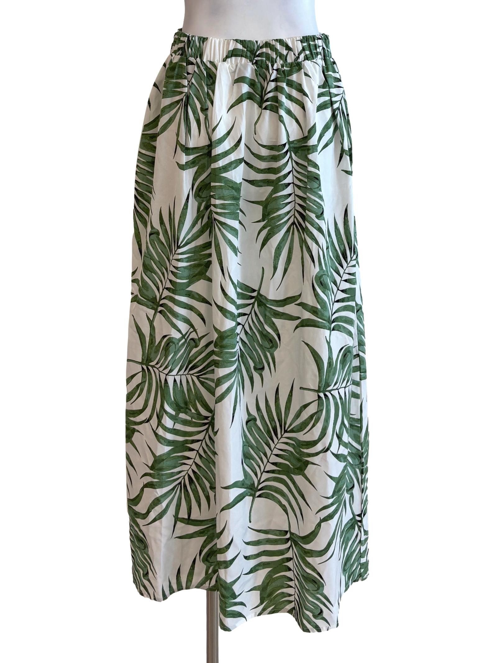Pearl White Fern Print Skirt