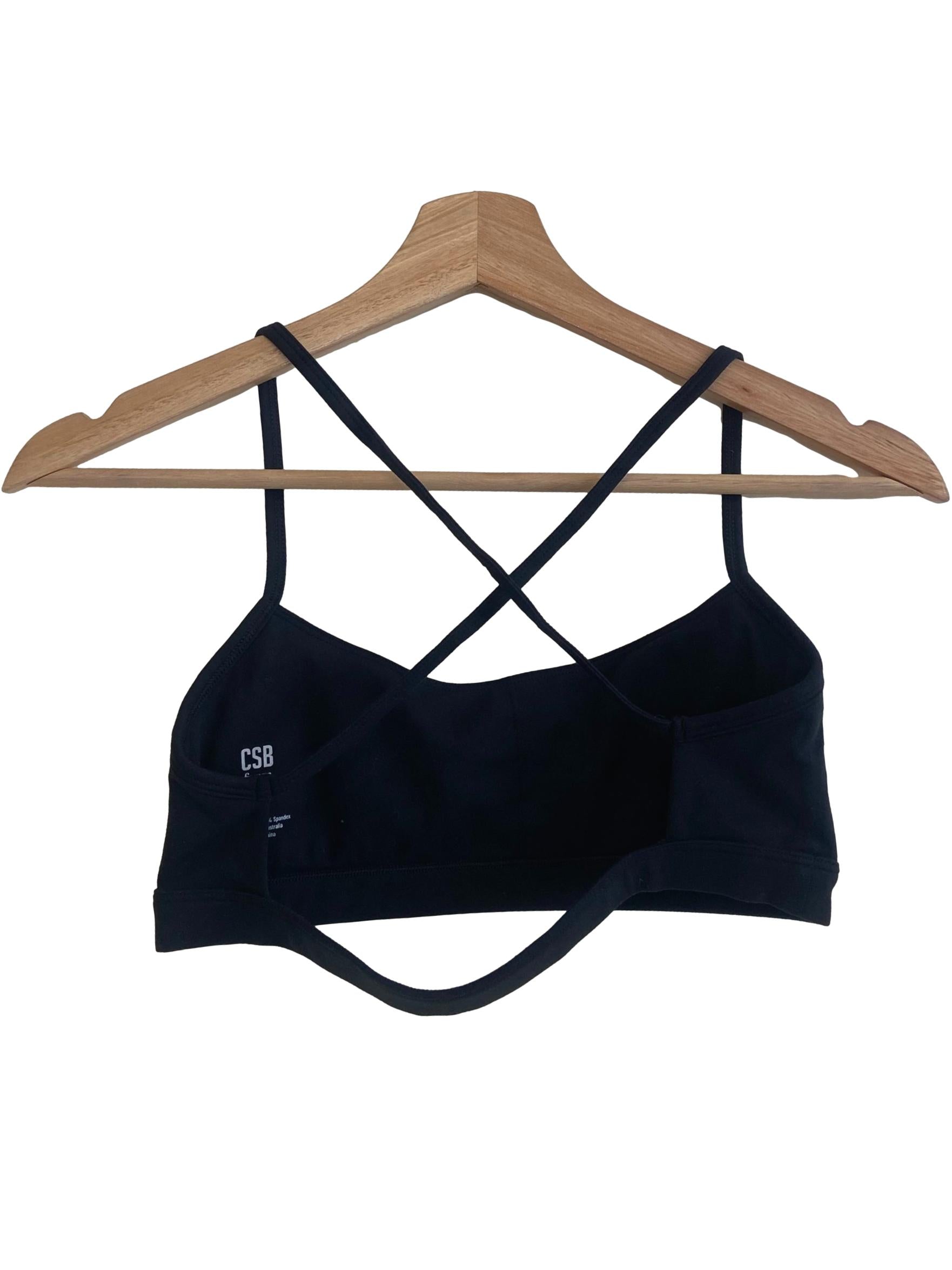Black Strappy Cropped Sports Bra