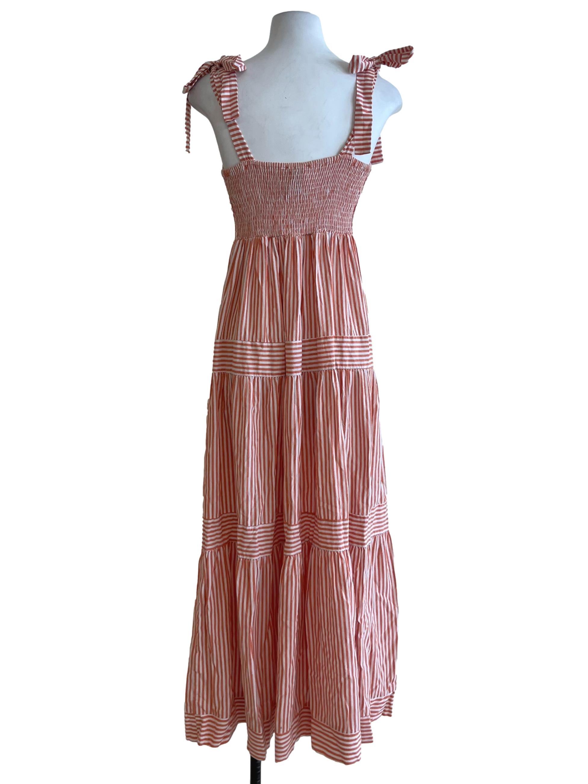 Coral Pink Awning Stripe A-Line Dress