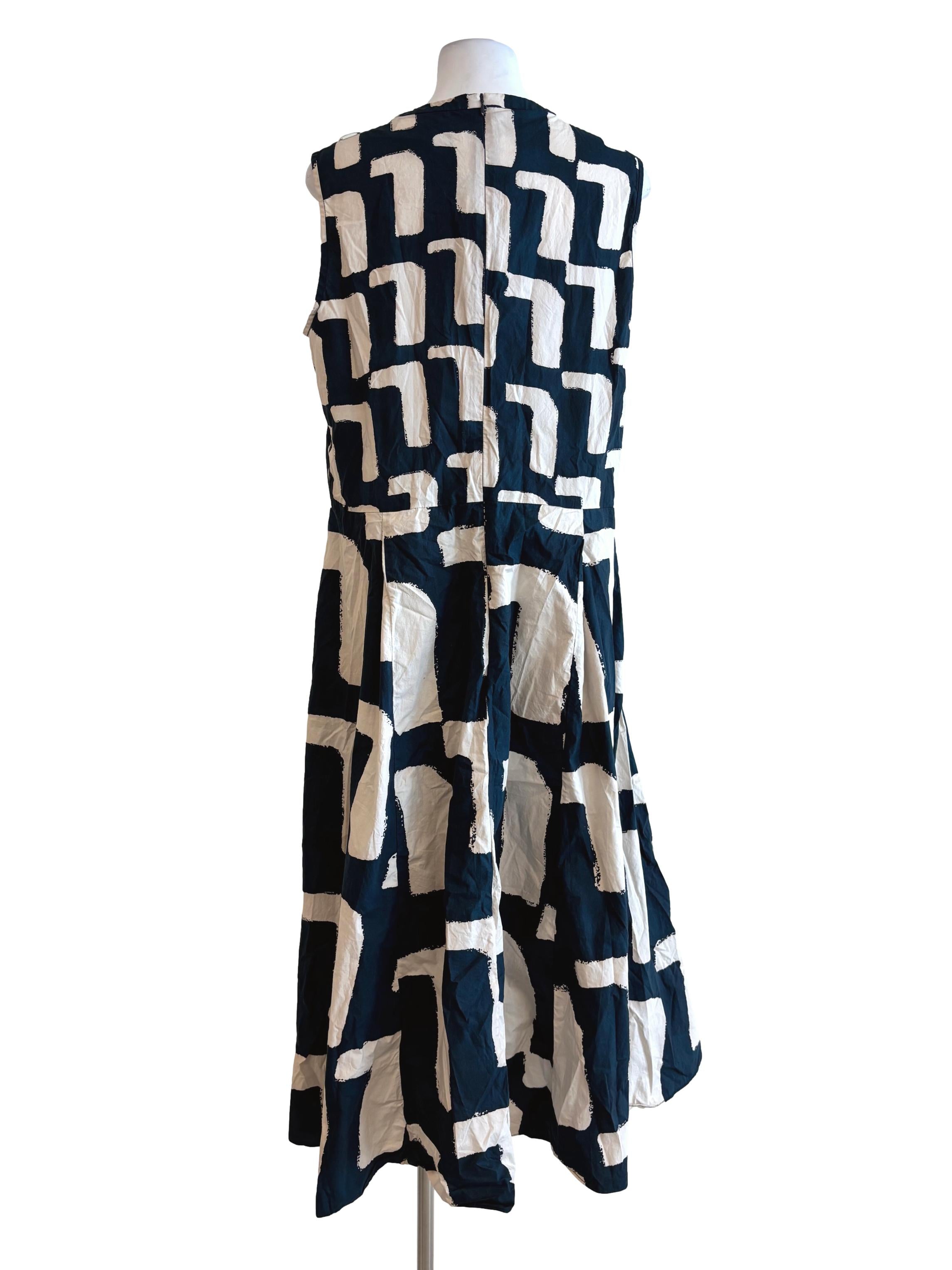 Merino Dark Blue Patterned Cotton Dress