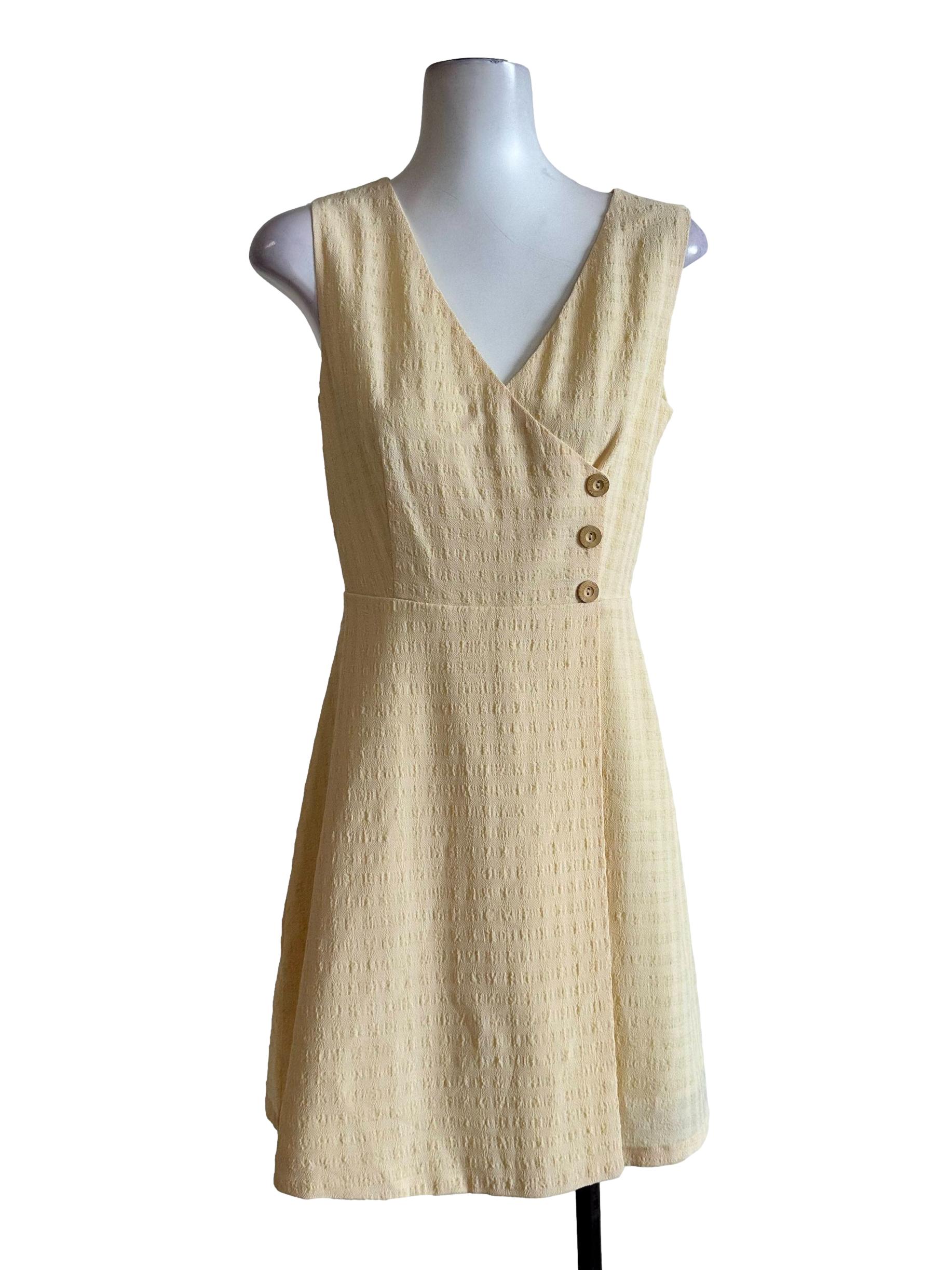 Lemon Yellow Textured Mini Dress