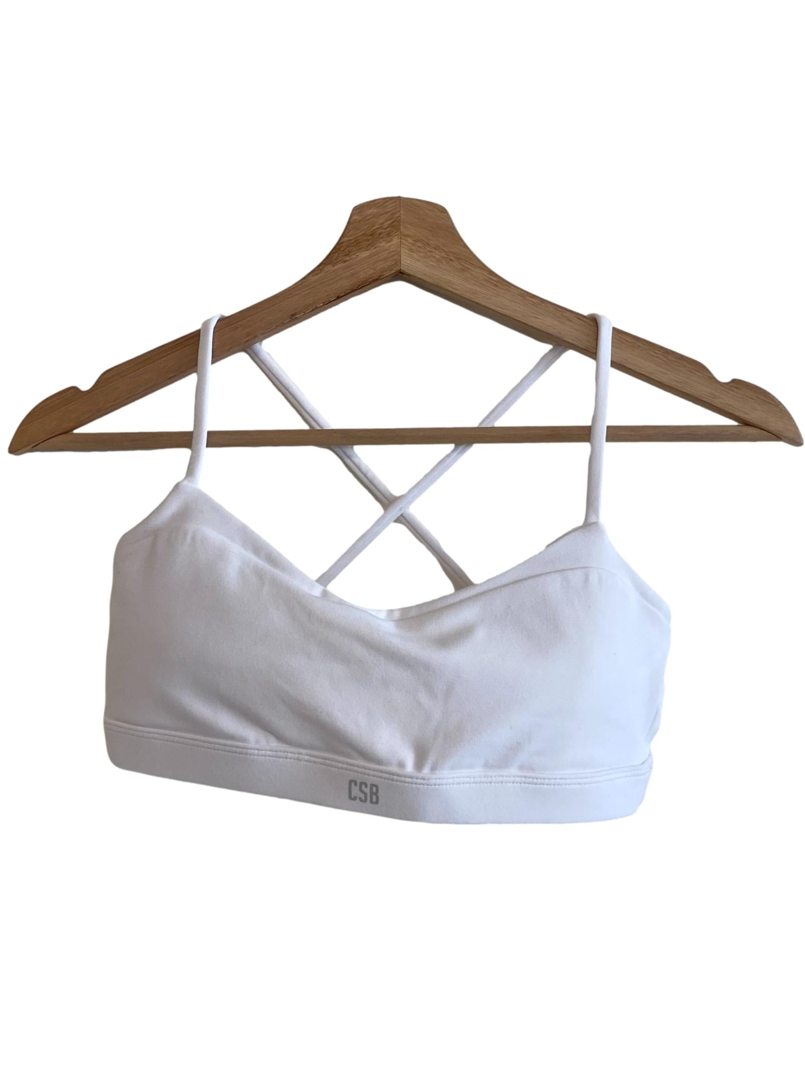 White Strappy Cropped Sports Bra