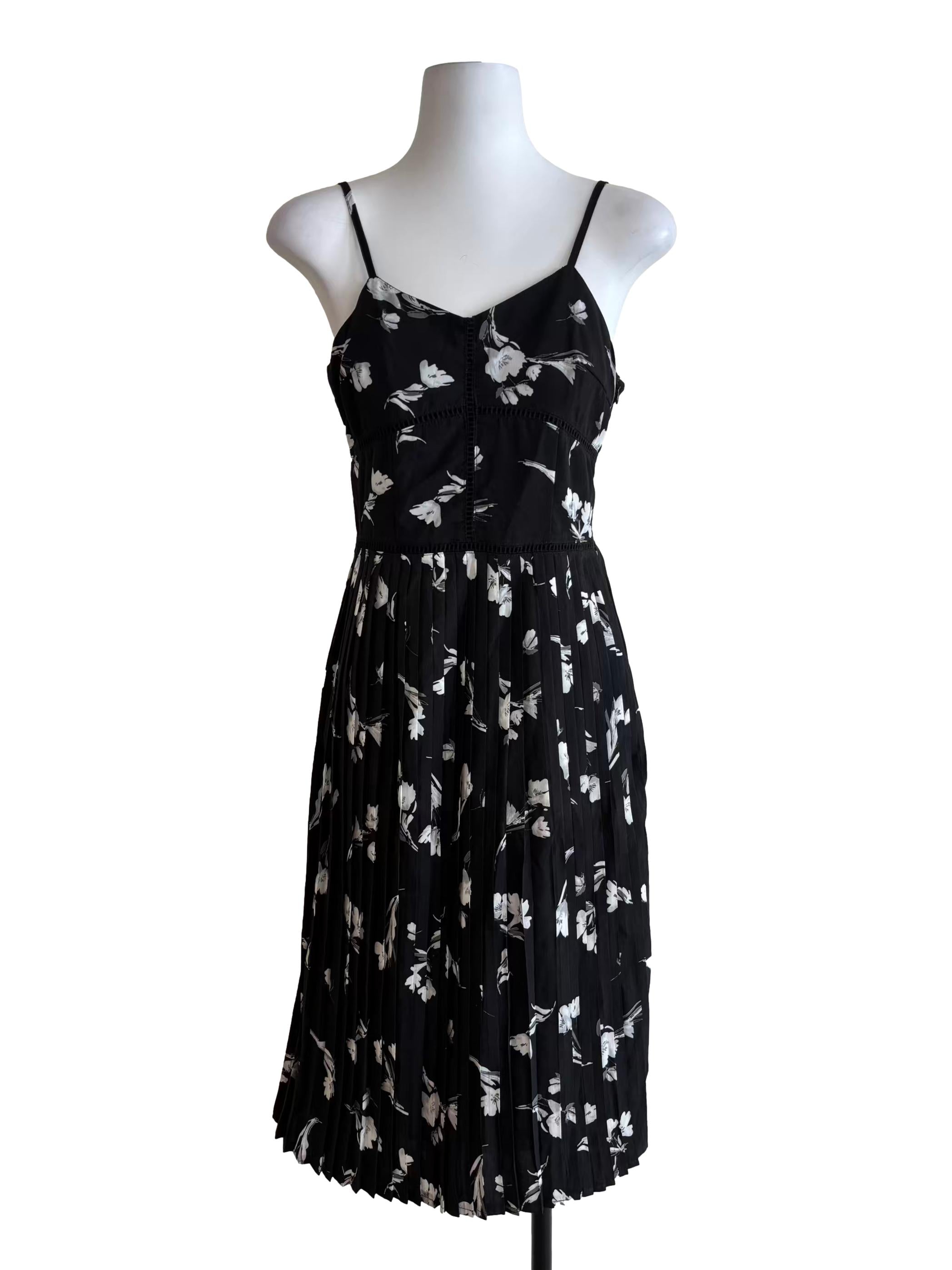 Onyx Black Pleated A-Line Dress