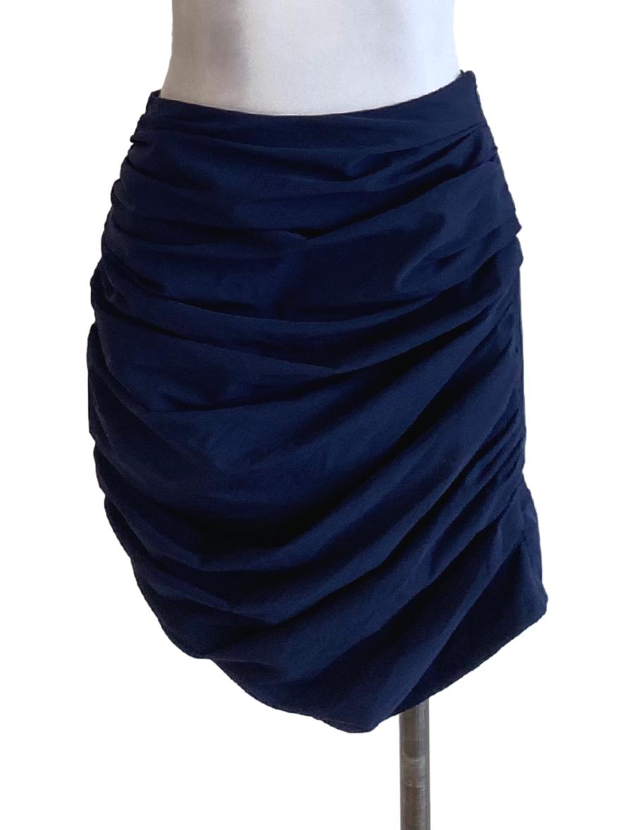 Navy Blue Zip Up Wrap Drape Mini Skirt TCL