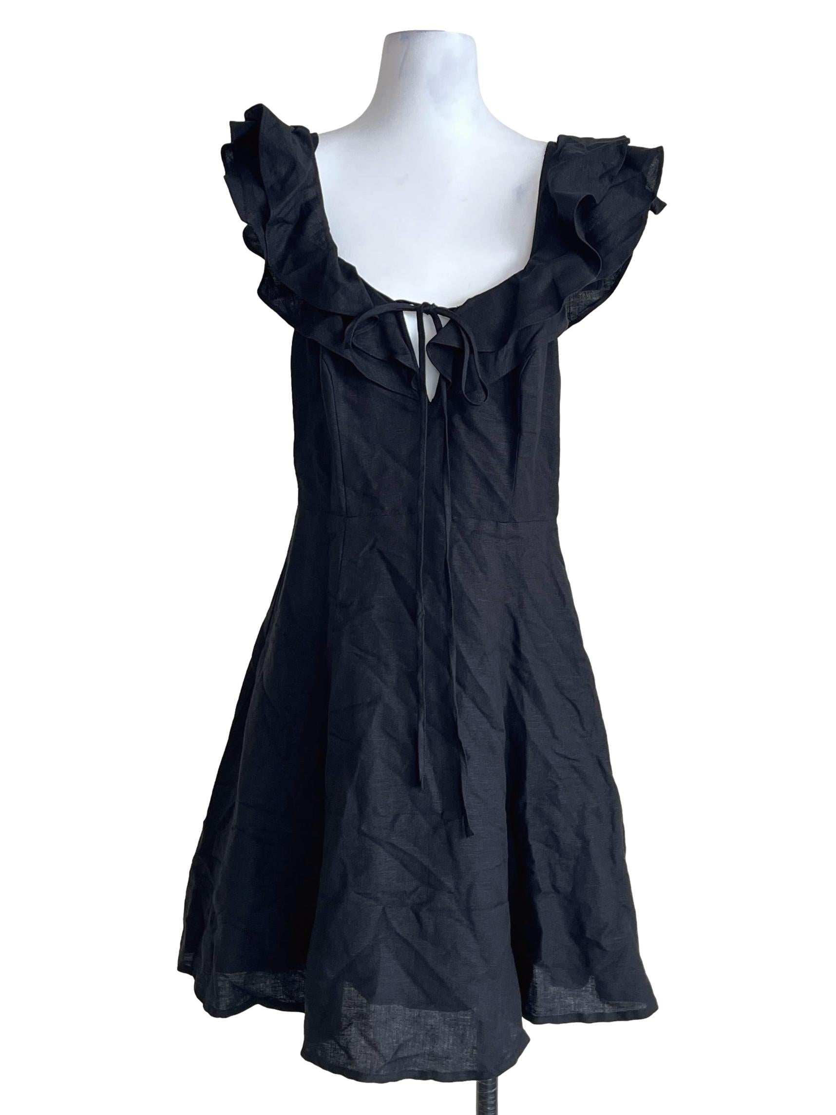 Pitch Black Scoop Sleeveless A-Line Dress