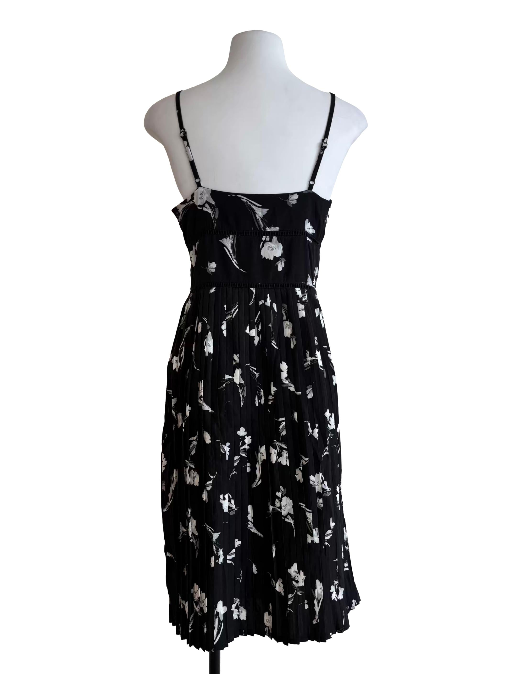 Onyx Black Pleated A-Line Dress