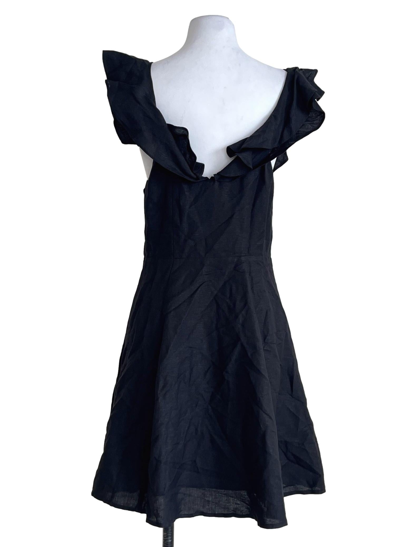Pitch Black Scoop Sleeveless A-Line Dress