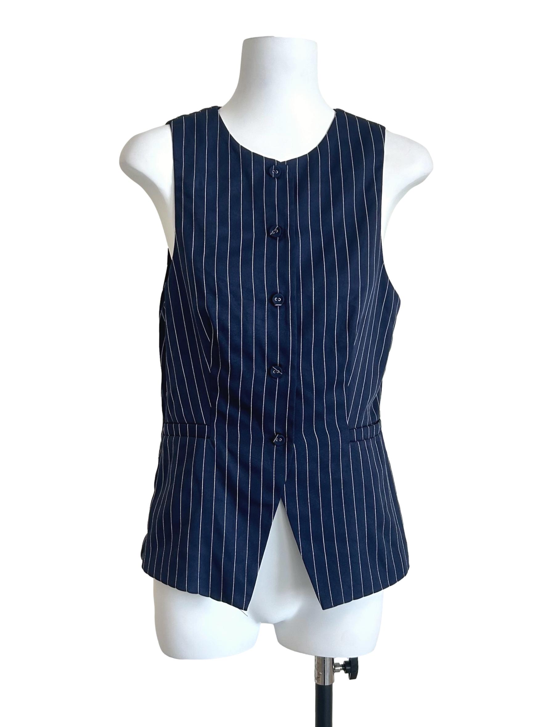 Navy Blue Pinstripe Vest